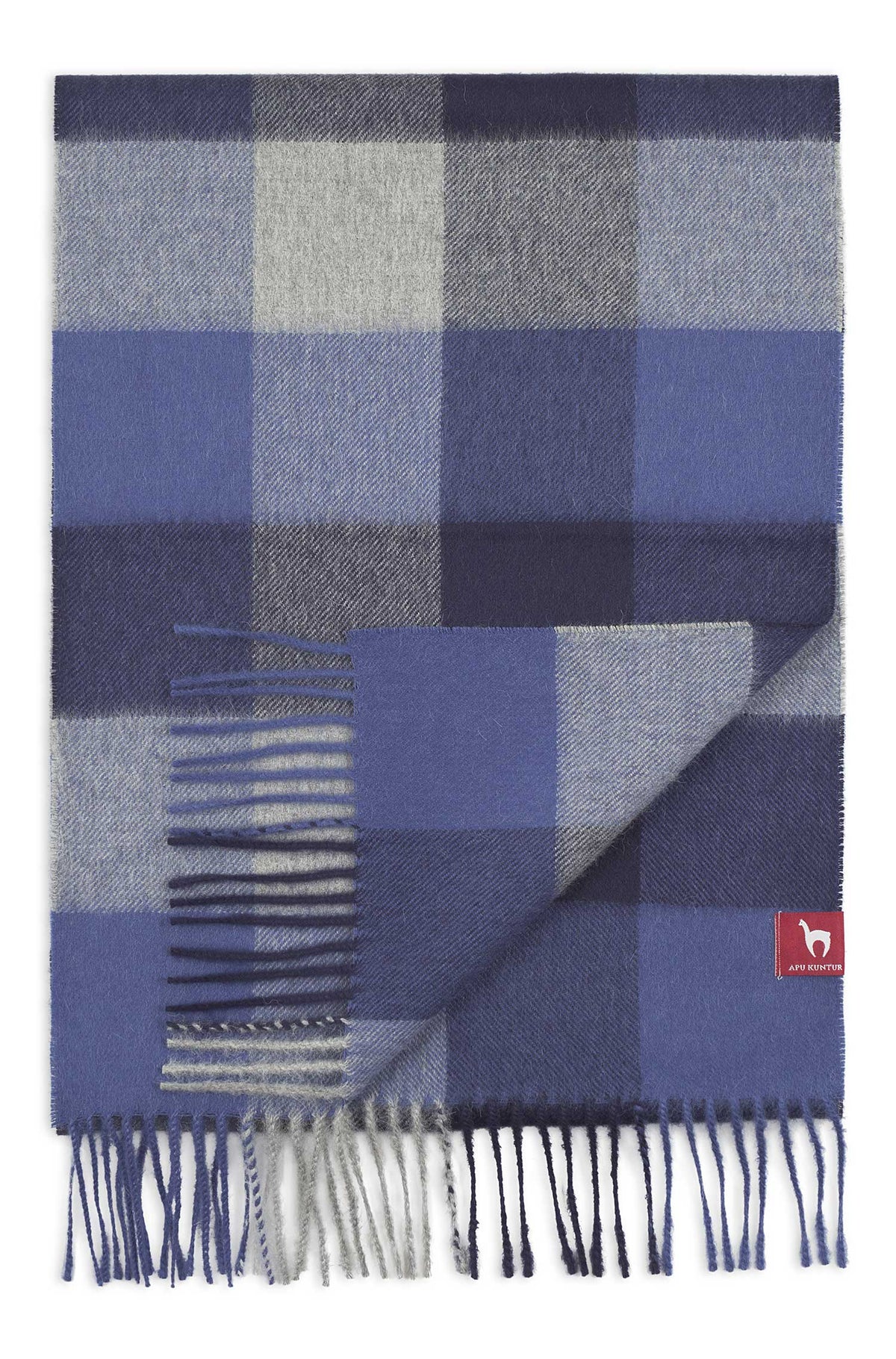 Alpaka Webschal KARO-blau
