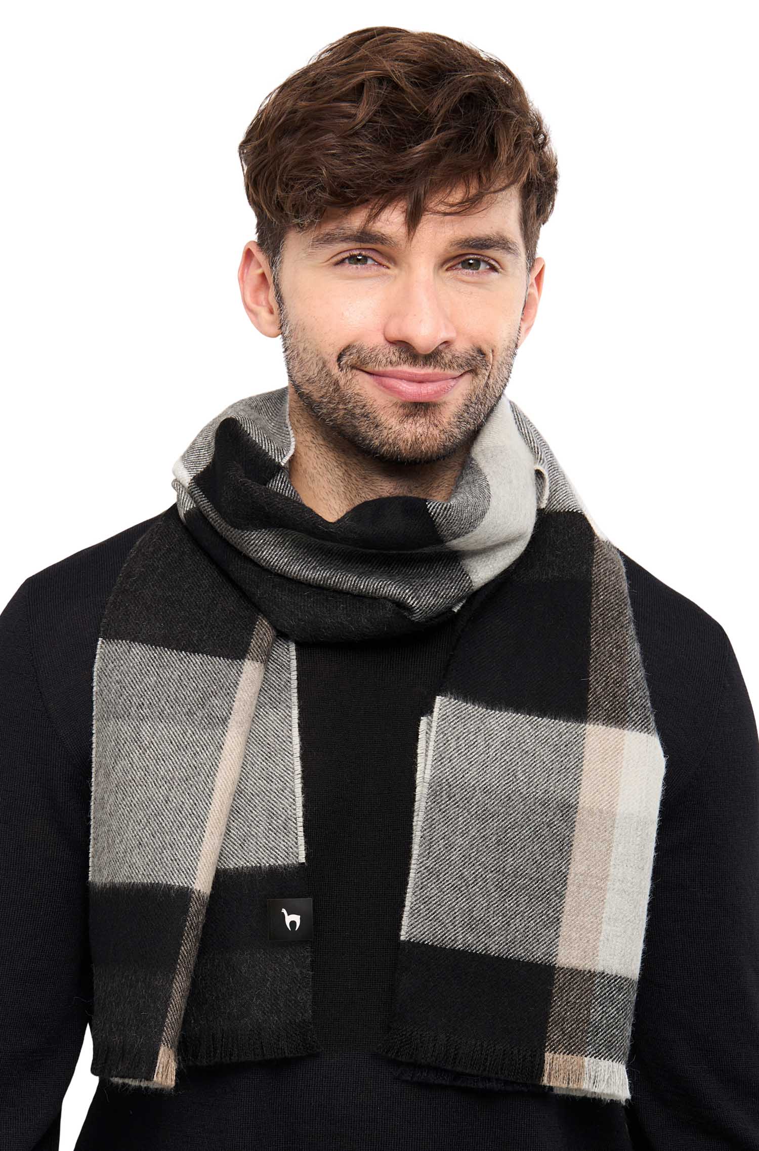 Alpaka Webschal AMIGO-schwarz/ecru