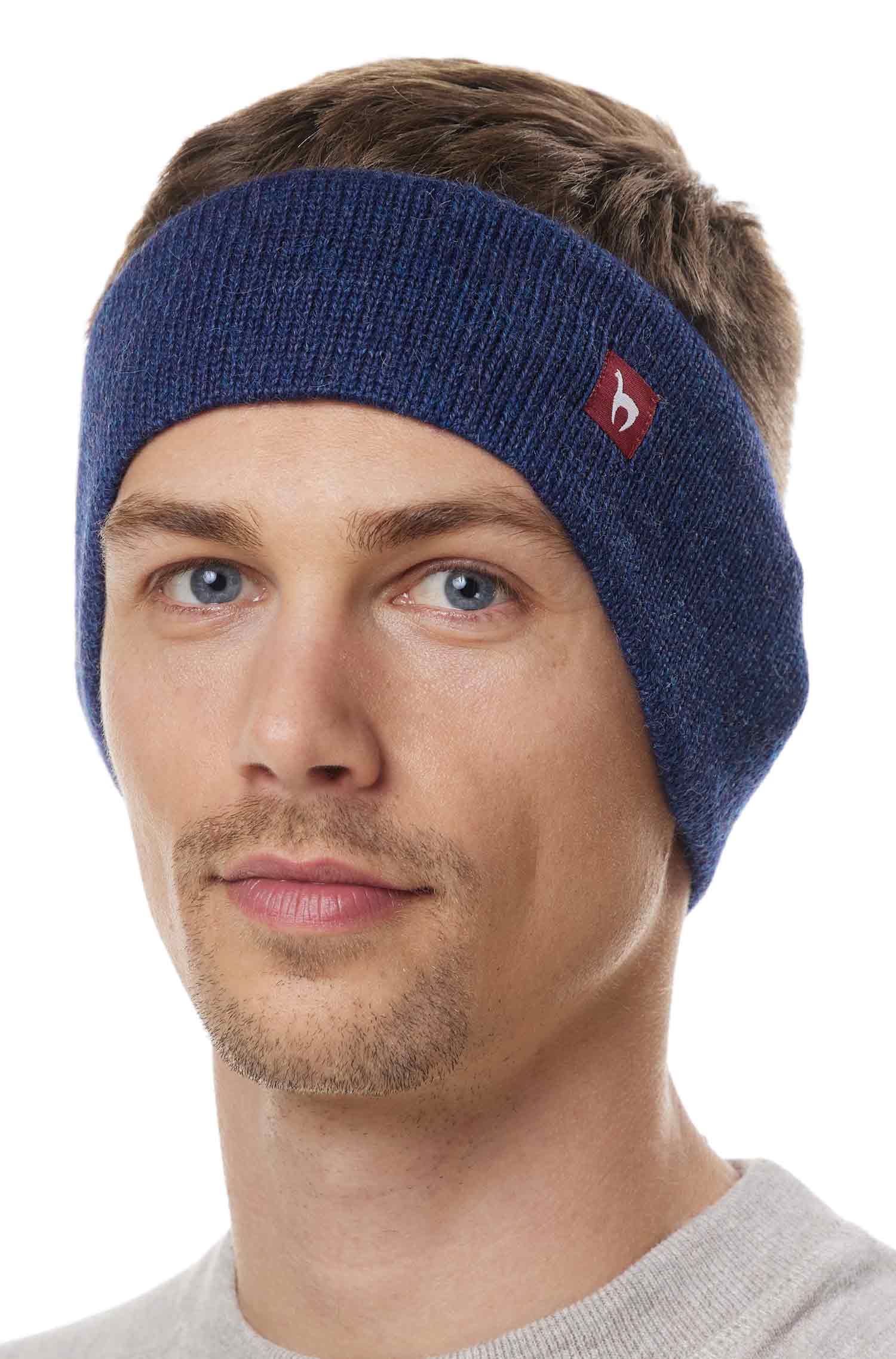 Alpaka Stirnband UNI-blau meliert