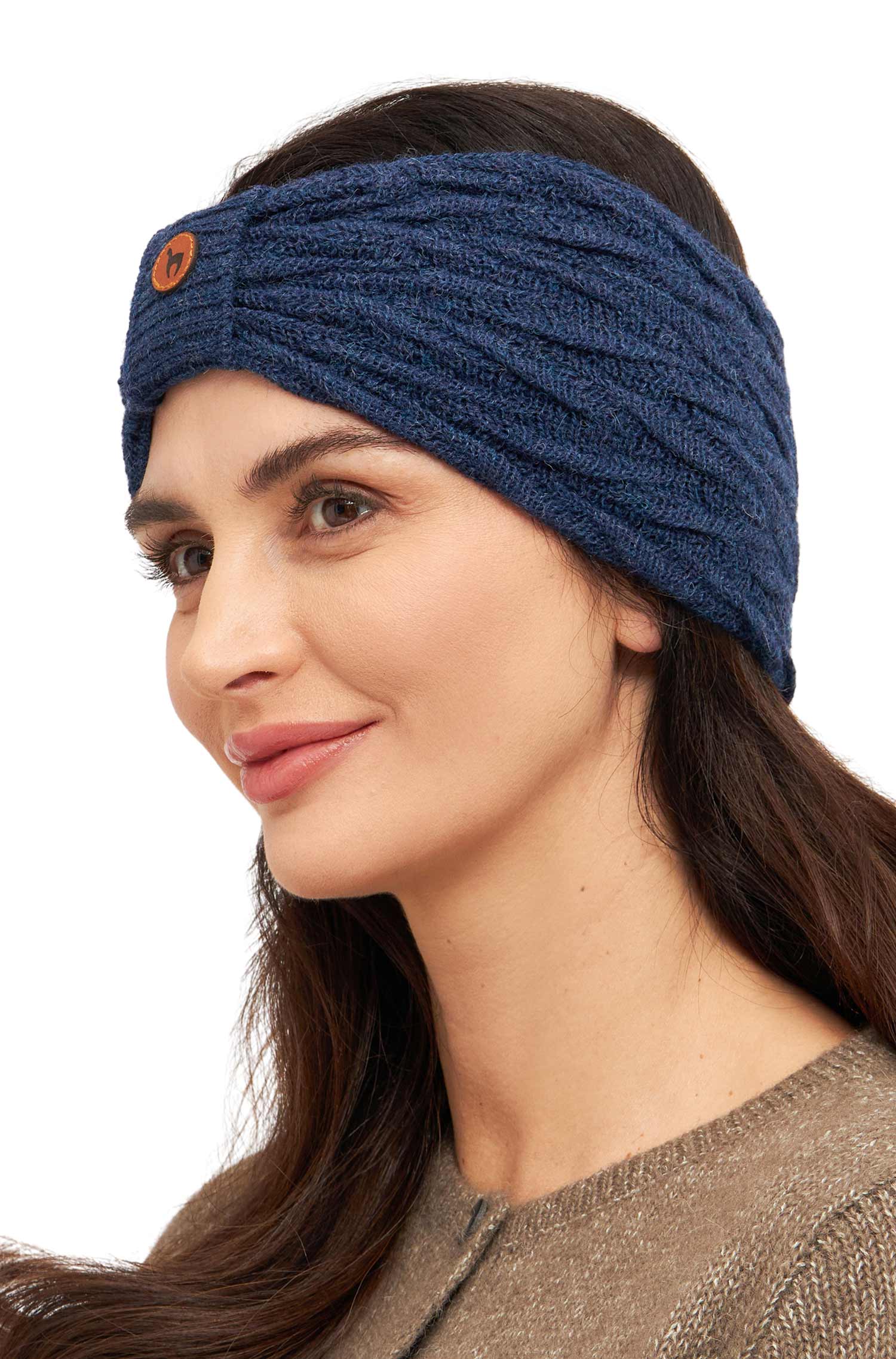 Alpaka Stirnband BIESEN-blau meliert