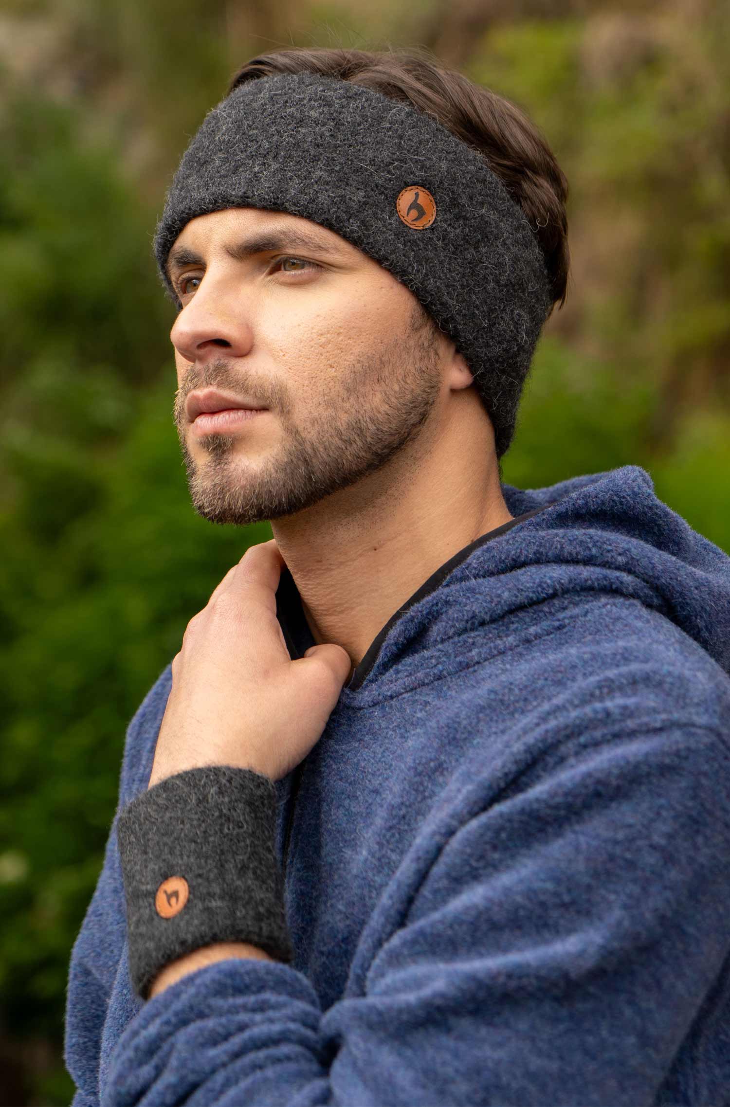 Alpaka Stirnband STRETCH Original-anthrazit
