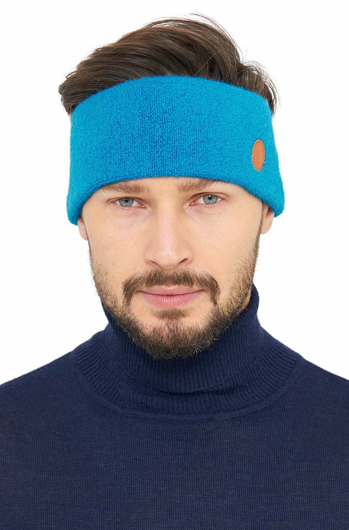 Alpaka Stirnband STRETCH-azurblau