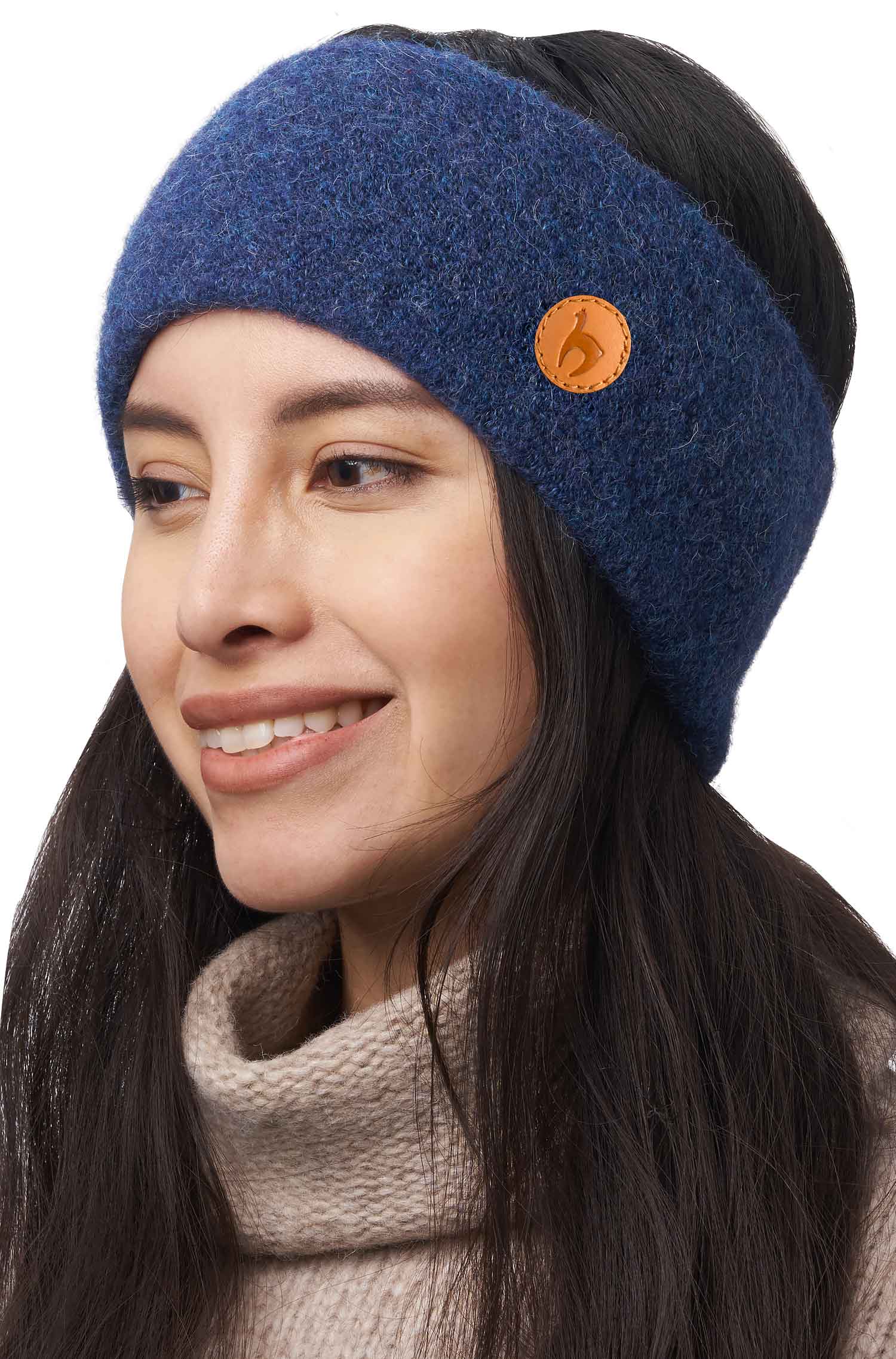 Alpaka Stirnband STRETCH Original-blau meliert