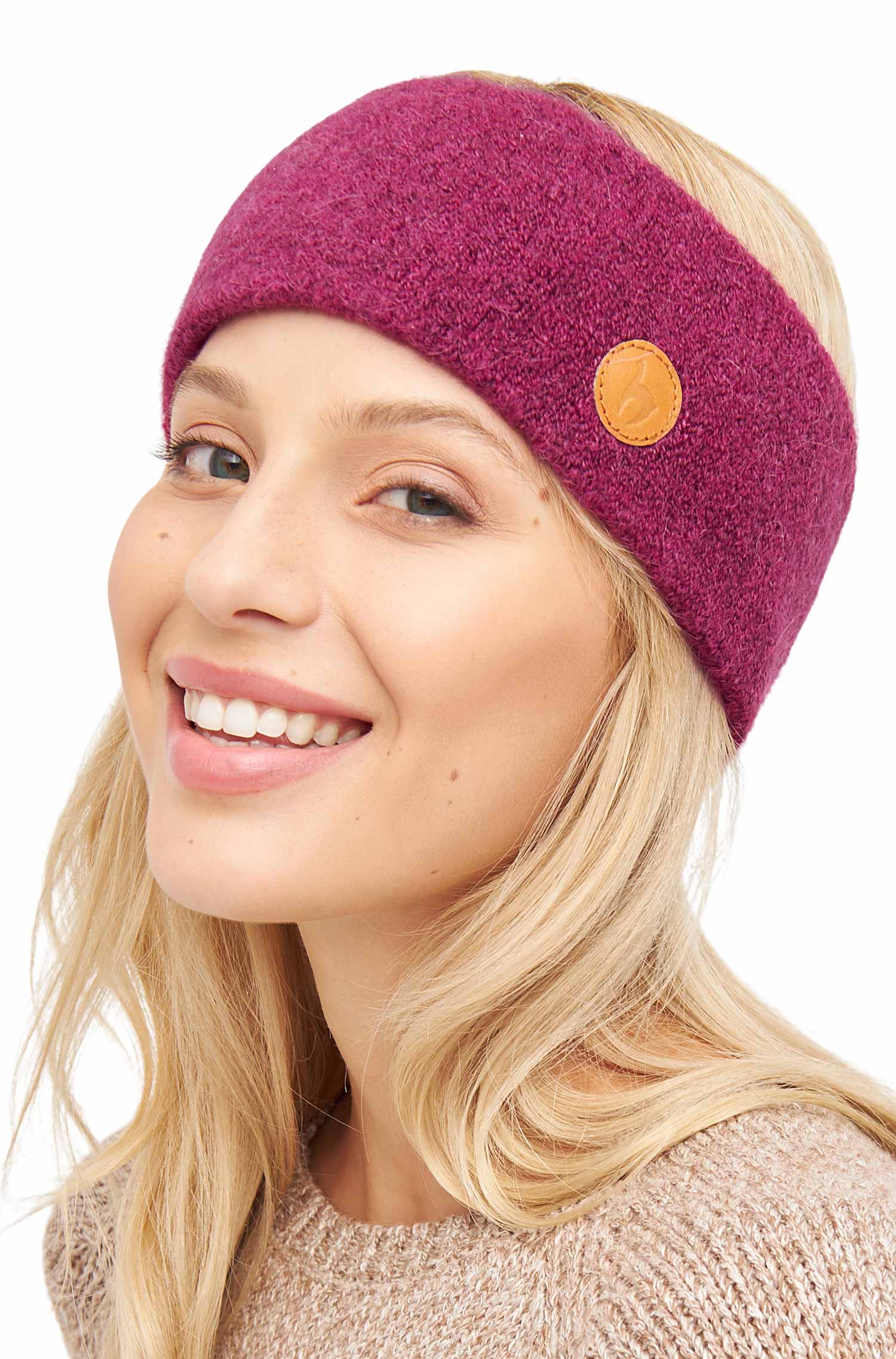 Alpaka Stirnband STRETCH Original-himbeere