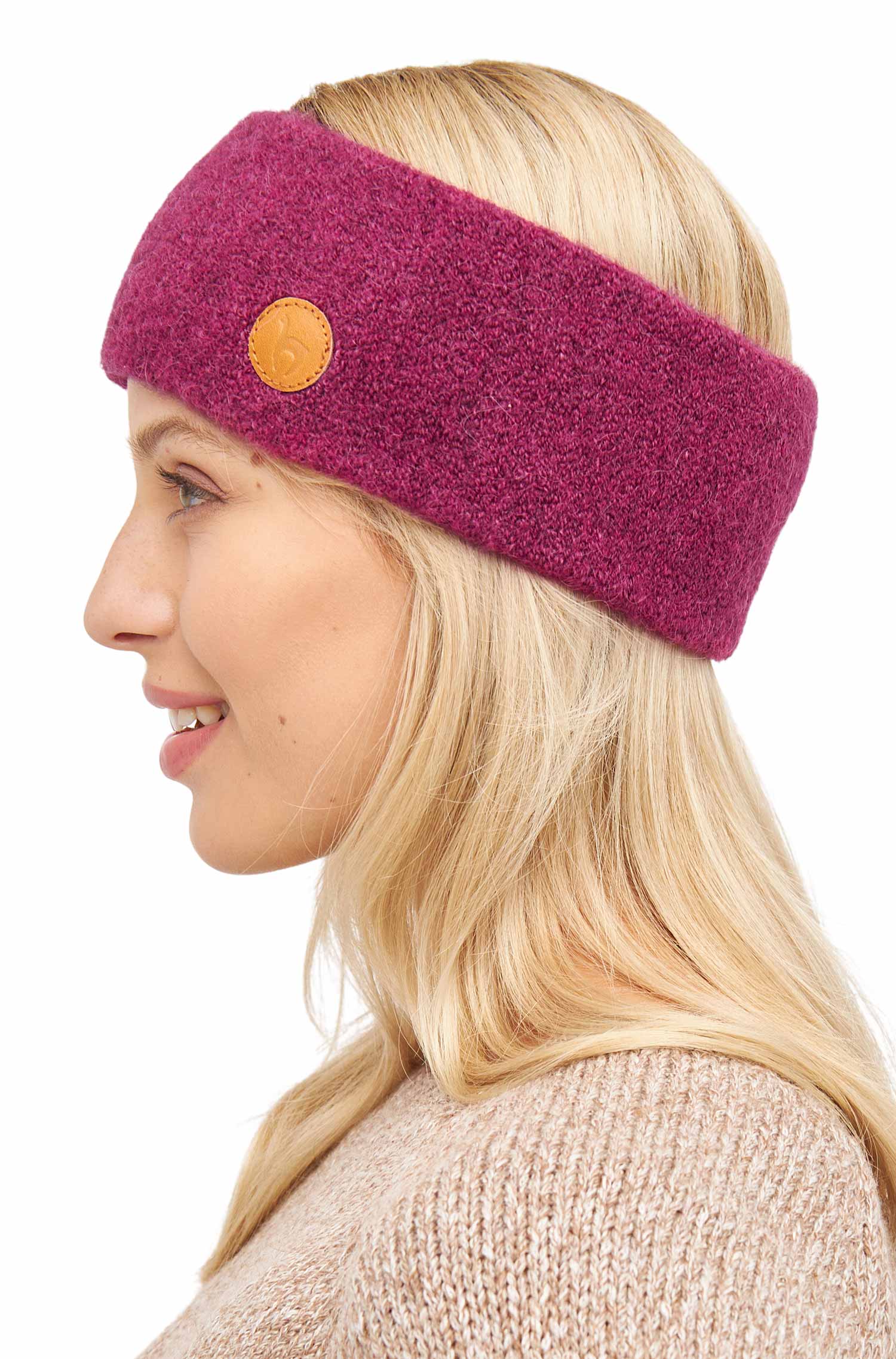 Alpaka Stirnband STRETCH Original-himbeere