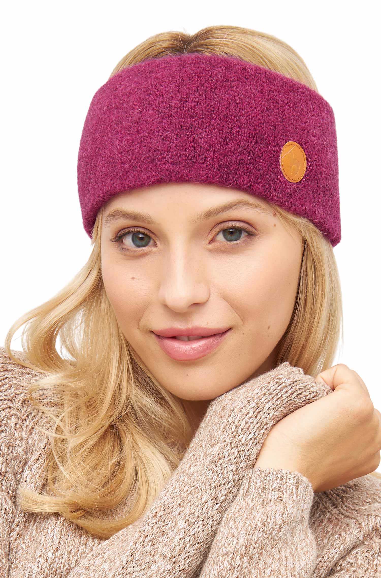 Alpaka Stirnband STRETCH Original-himbeere