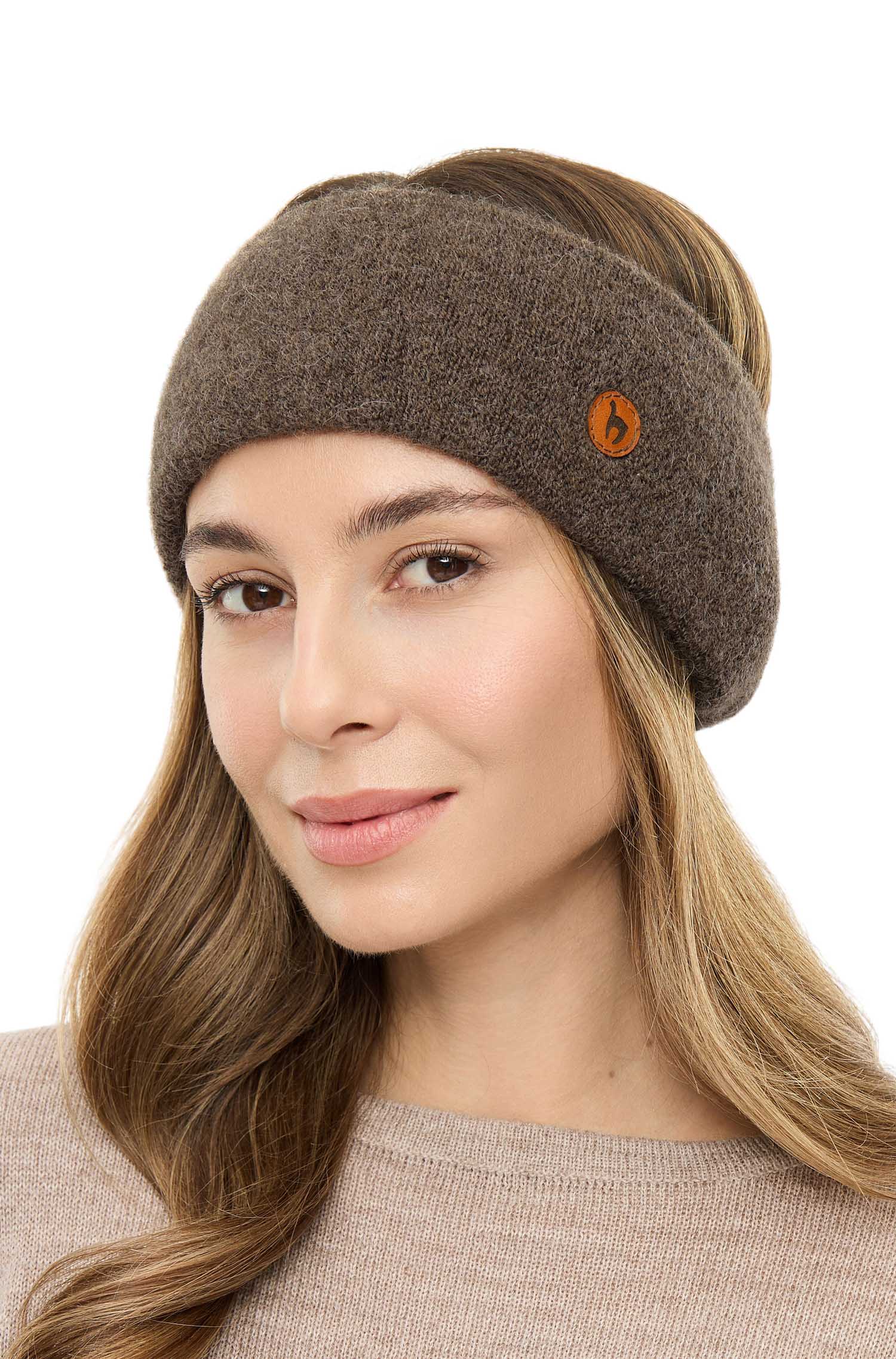 Alpaka Stirnband STRETCH Original-kakao