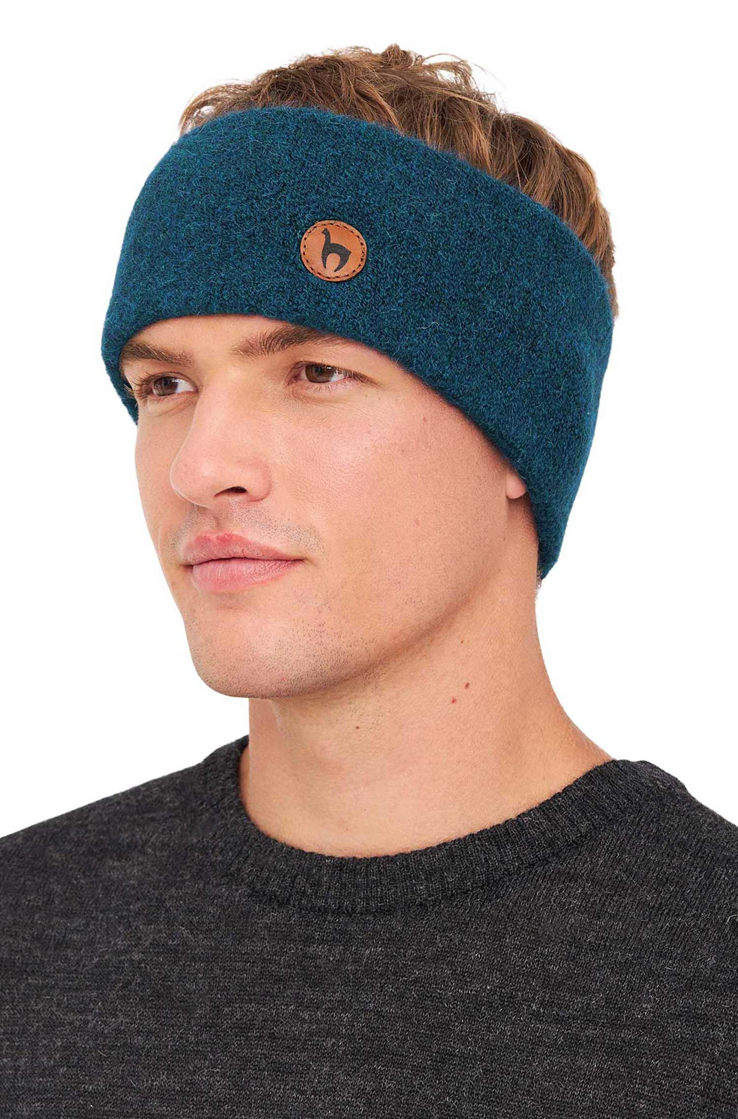 Alpaka Stirnband STRETCH Original-petrol