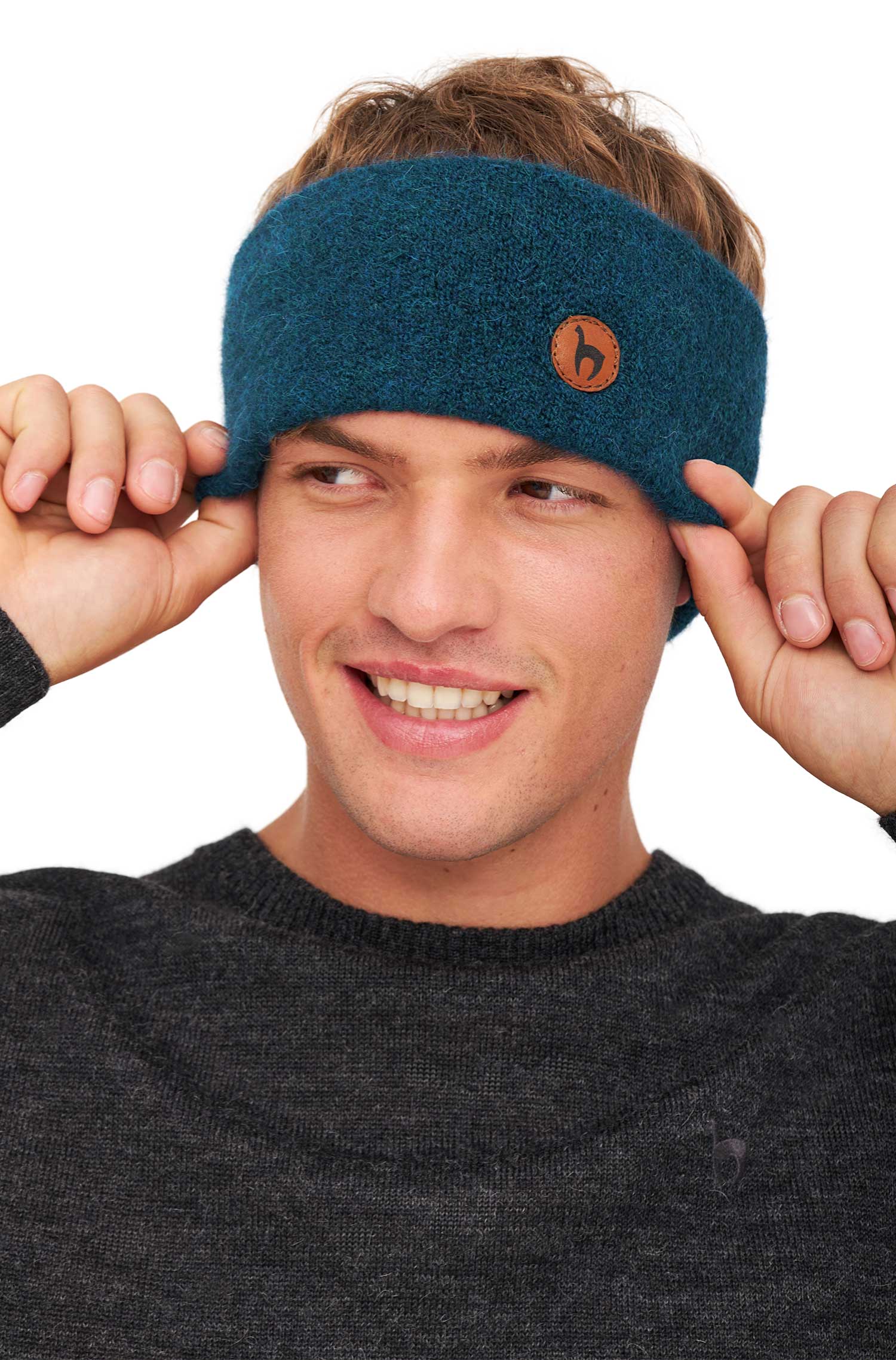 Alpaka Stirnband STRETCH Original-petrol
