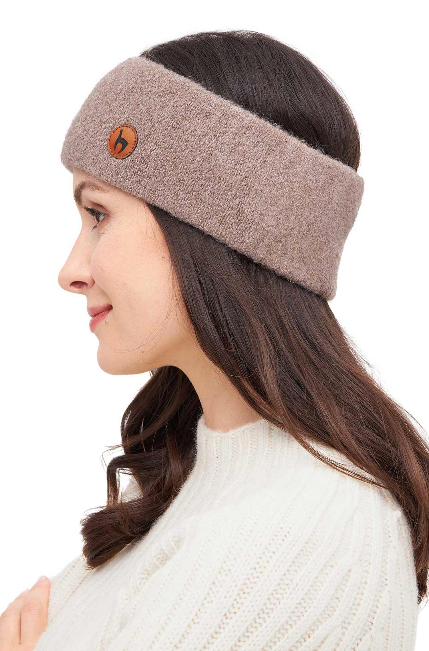Alpaka Stirnband STRETCH Original-sand