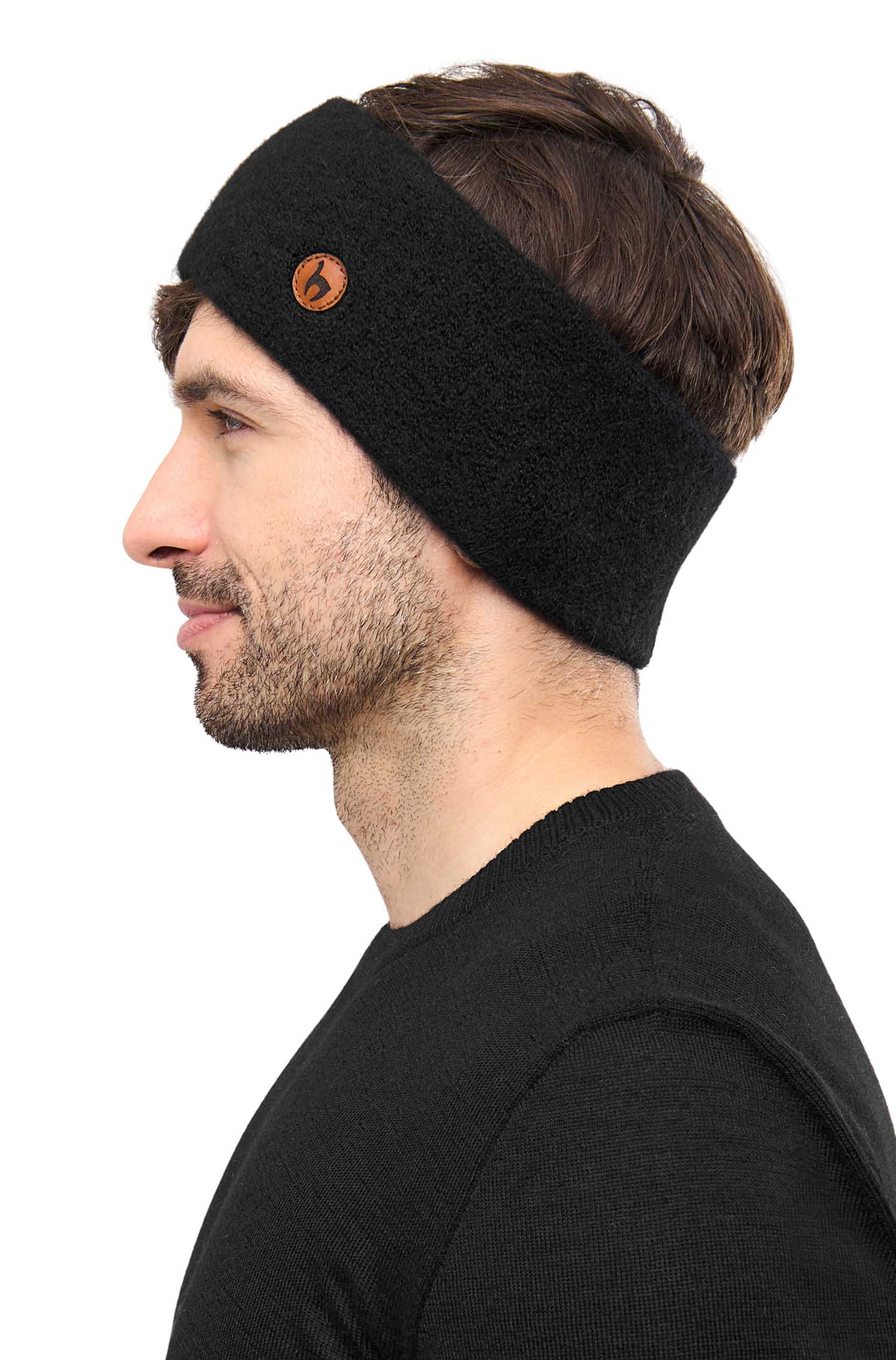 Alpaka Stirnband STRETCH Original-schwarz