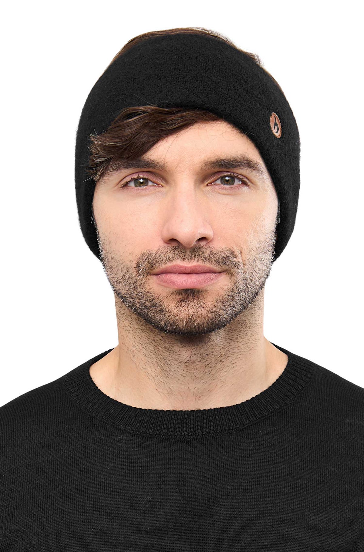 Alpaka Stirnband STRETCH-schwarz