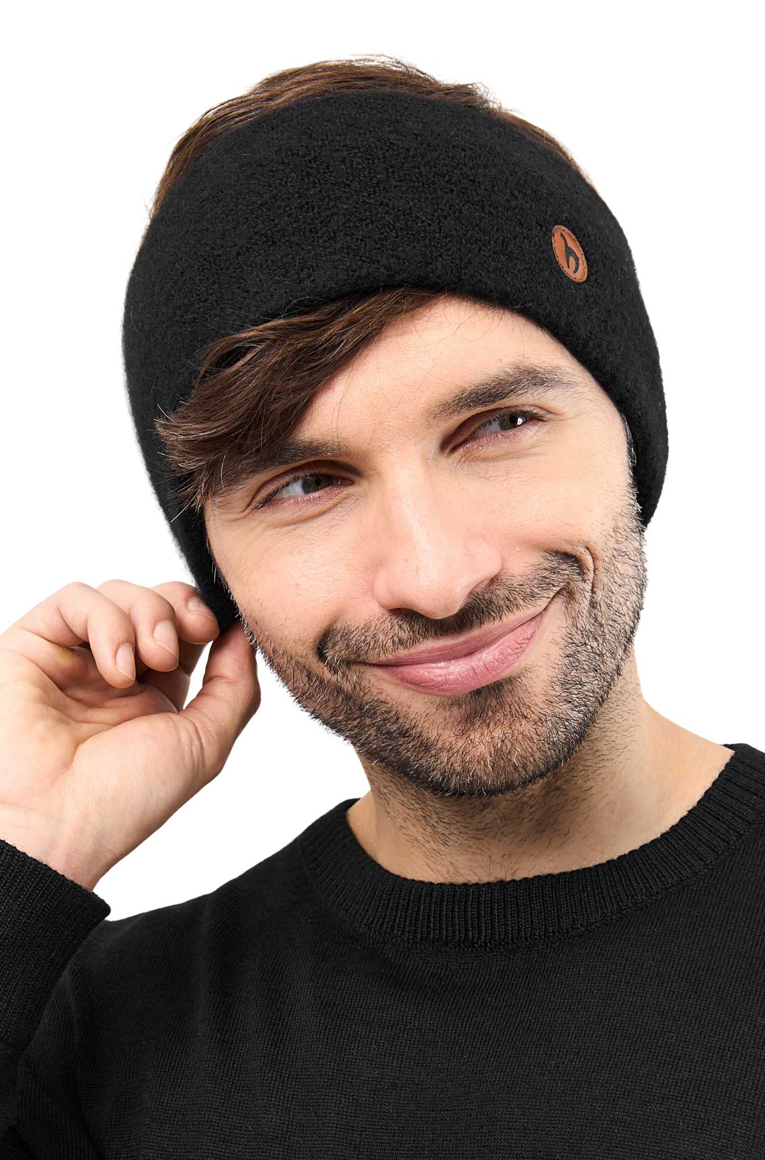 Alpaka Stirnband STRETCH Original-schwarz