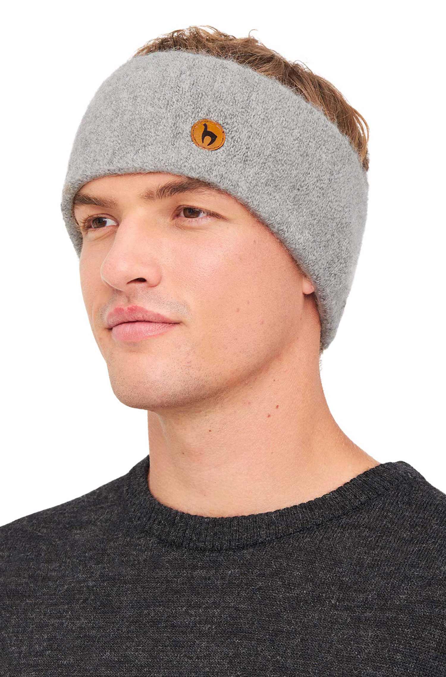Alpaka Stirnband STRETCH Original-silbergrau