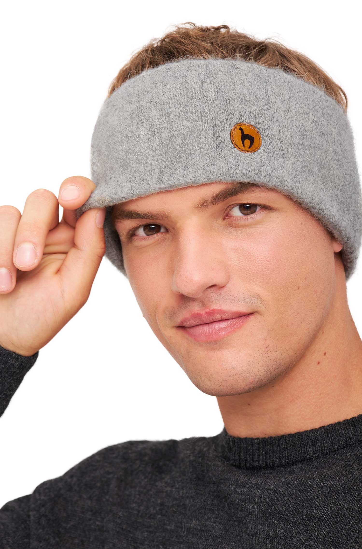 Alpaka Stirnband STRETCH Original-silbergrau