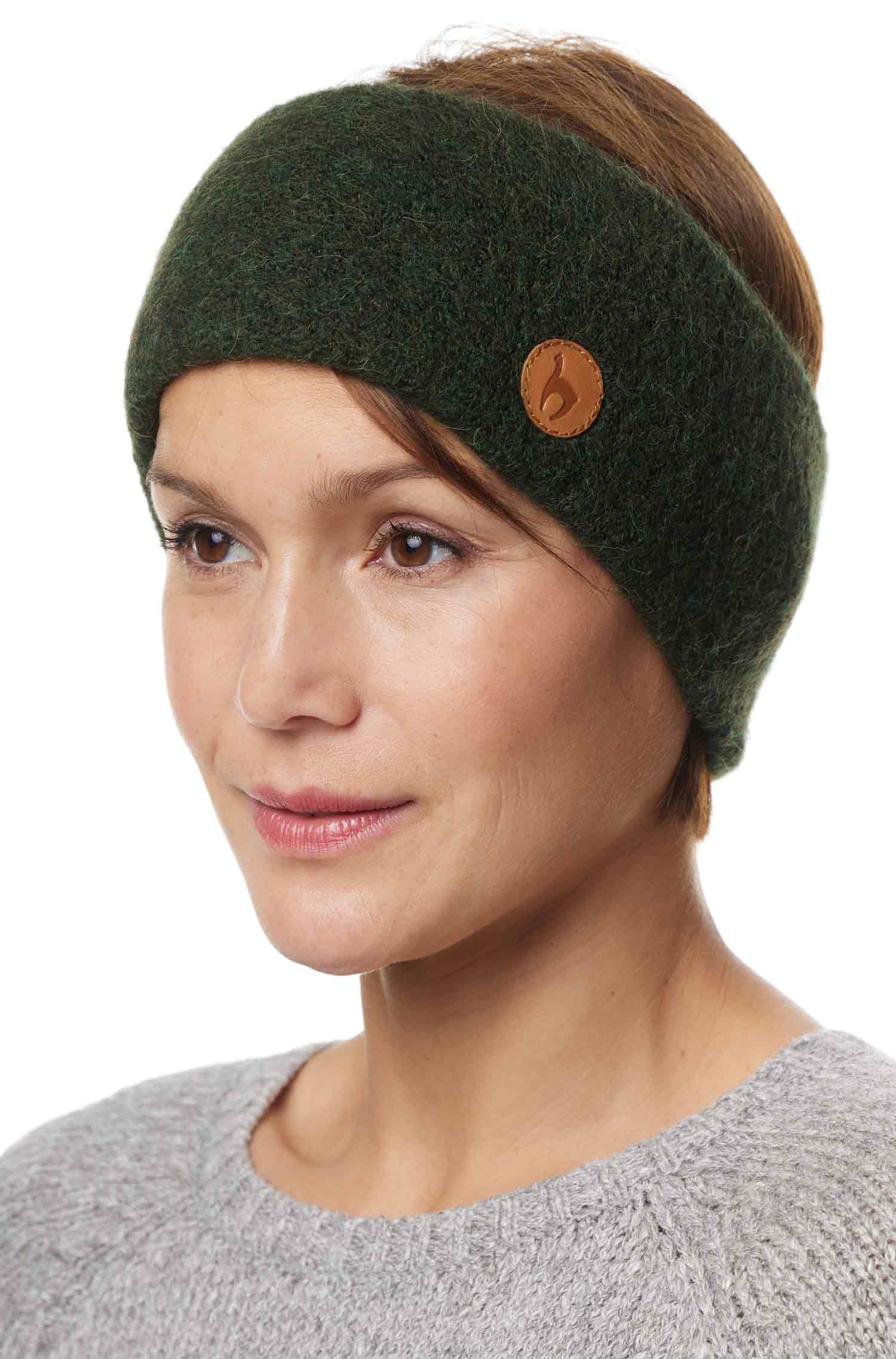 Alpaka Stirnband STRETCH Original-tannengrün