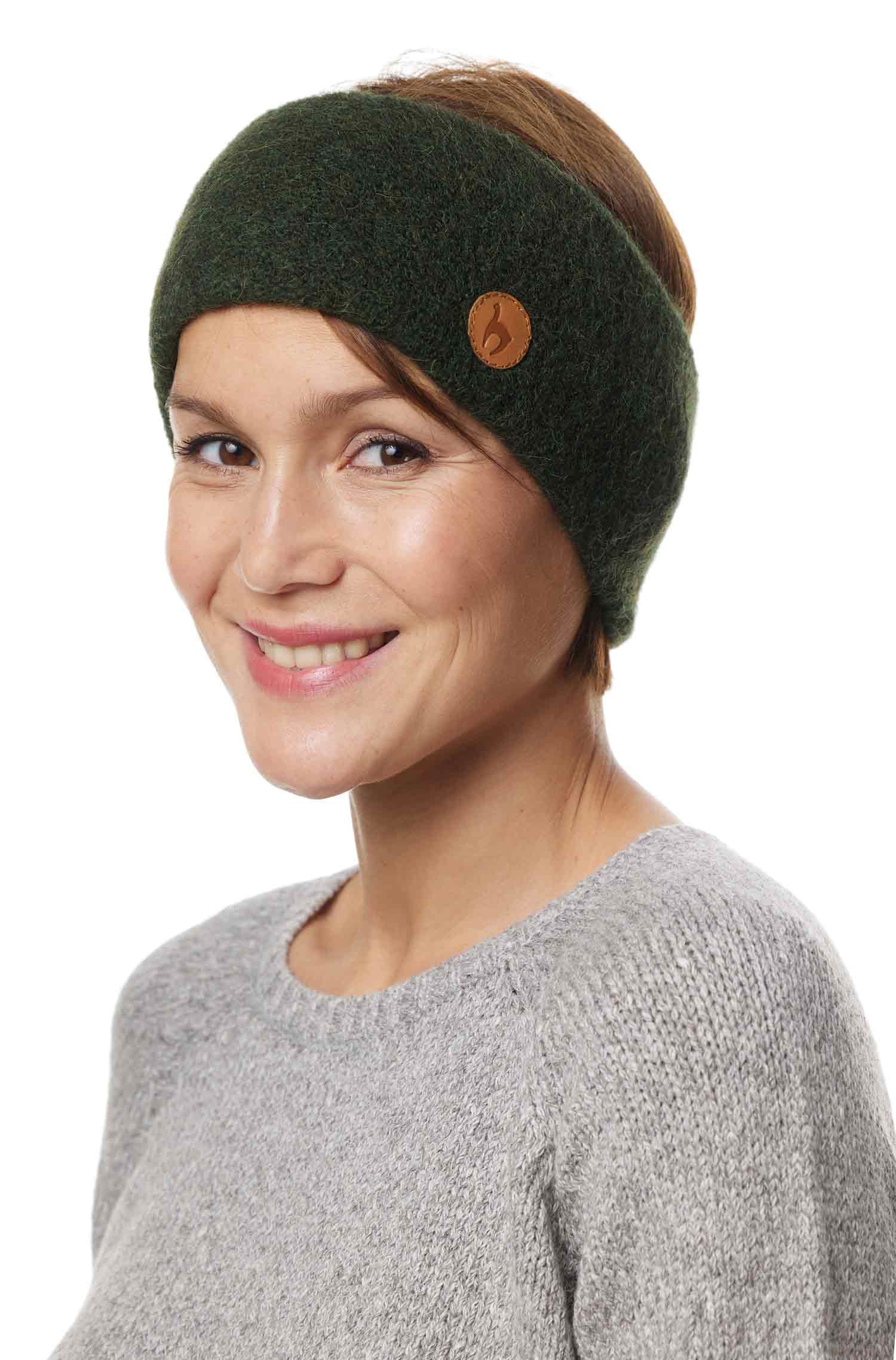 Alpaka Stirnband STRETCH Original-tannengrün