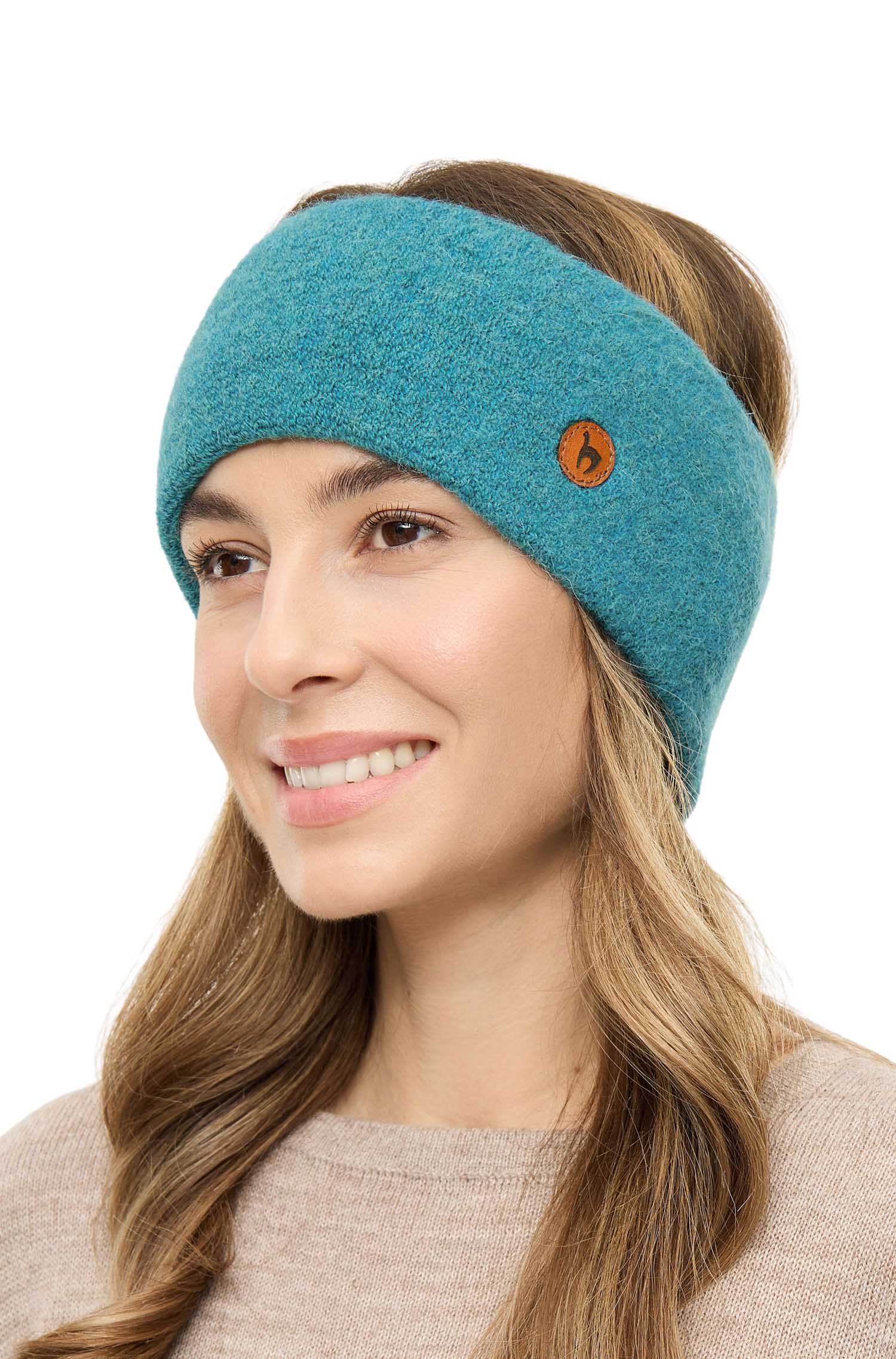 Alpaka Stirnband STRETCH Original-türkis