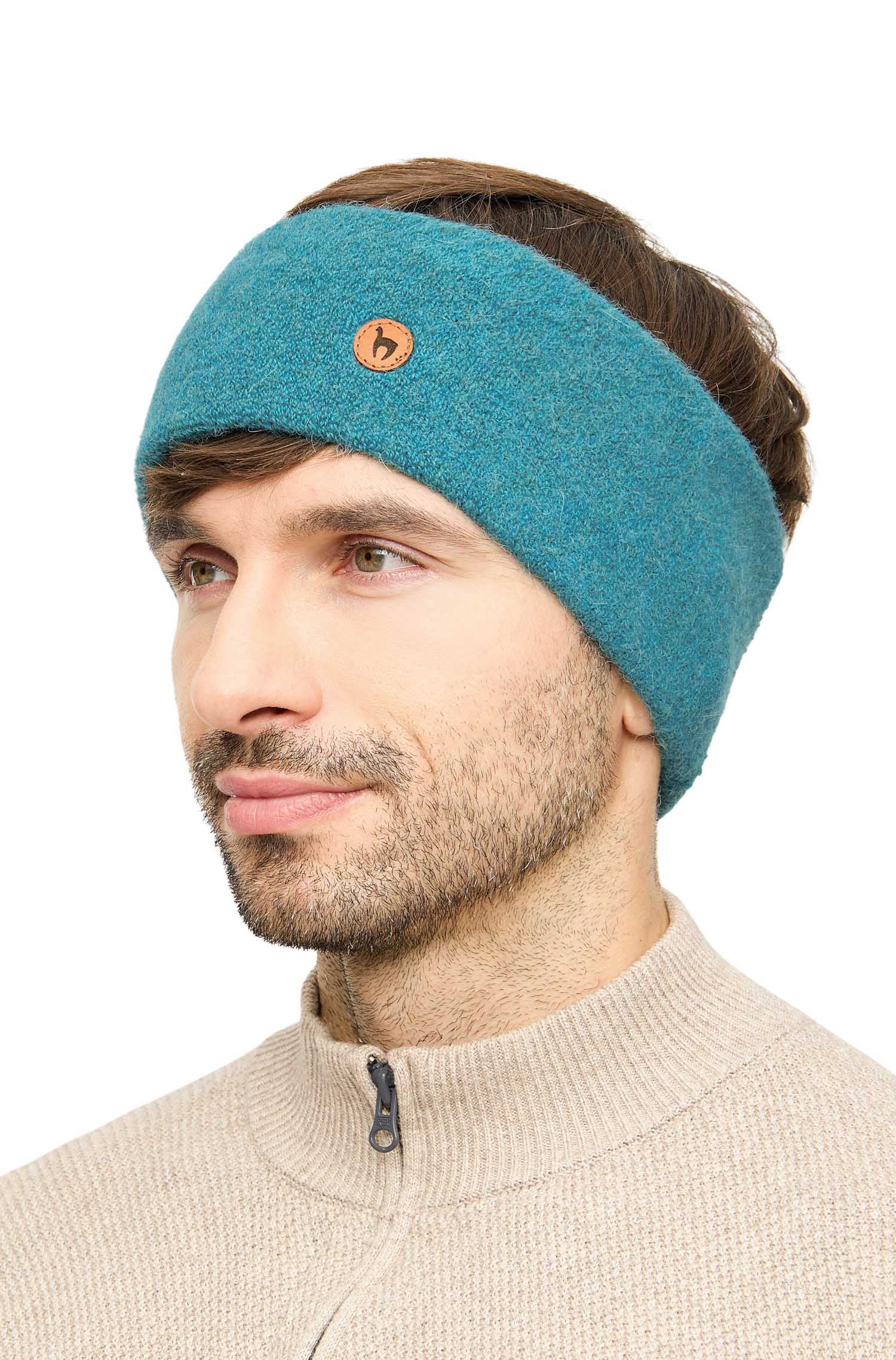Alpaka Stirnband STRETCH Original-türkis