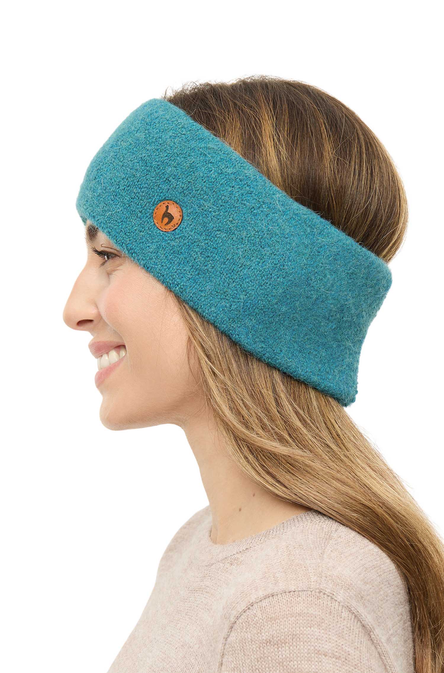 Alpaka Stirnband STRETCH Original-türkis