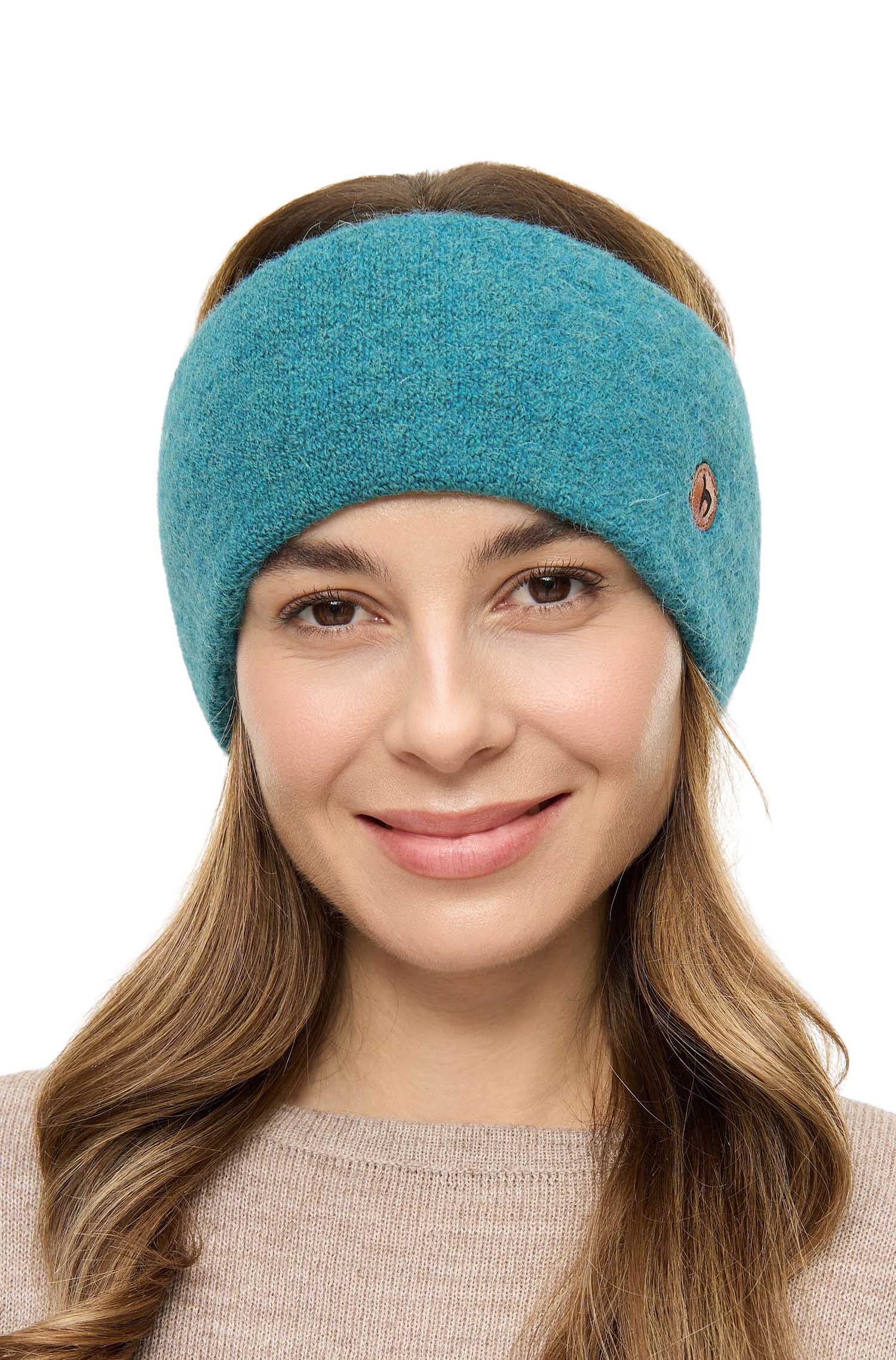 Alpaka Stirnband STRETCH Original-türkis