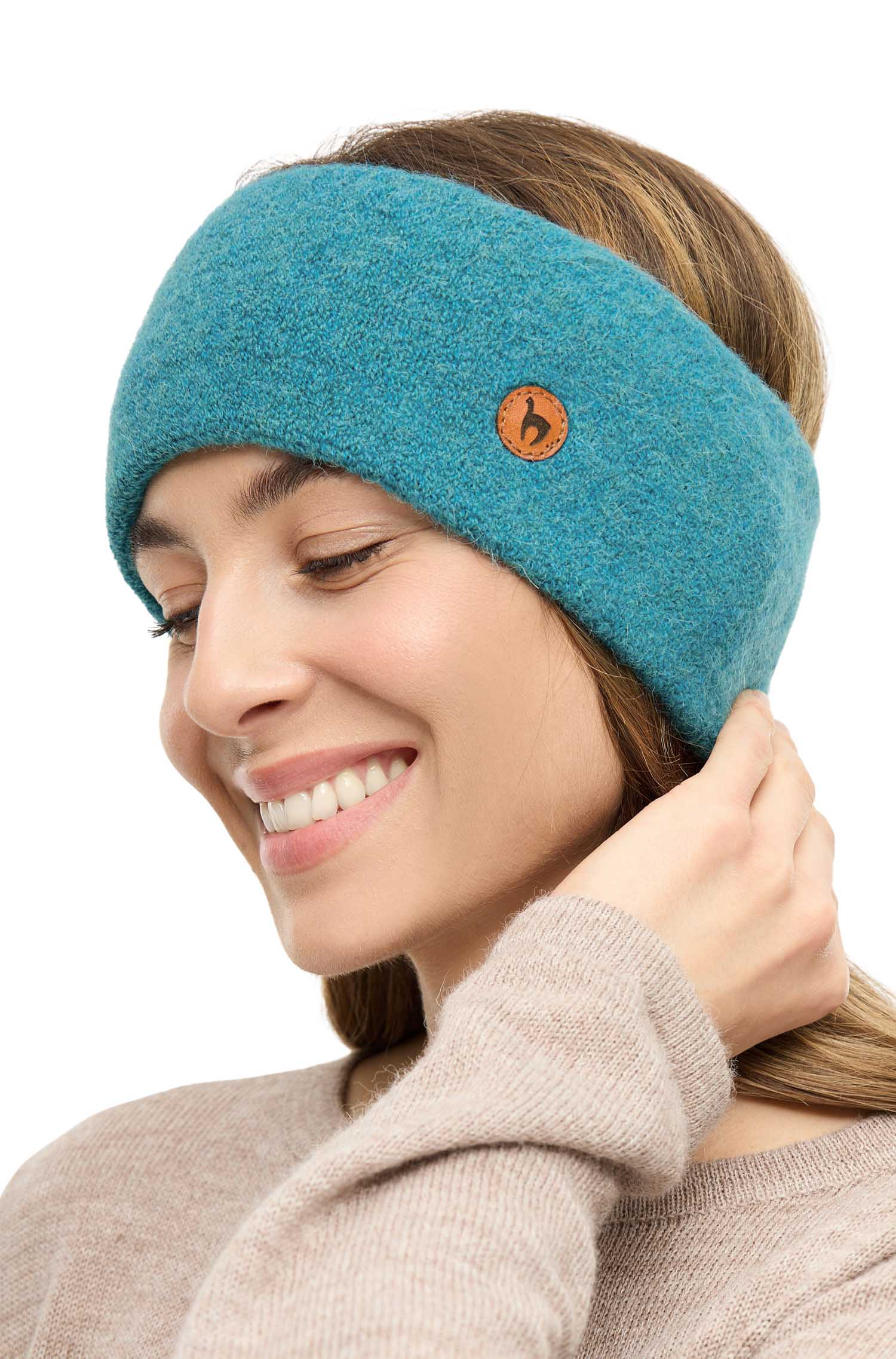 Alpaka Stirnband STRETCH Original-türkis