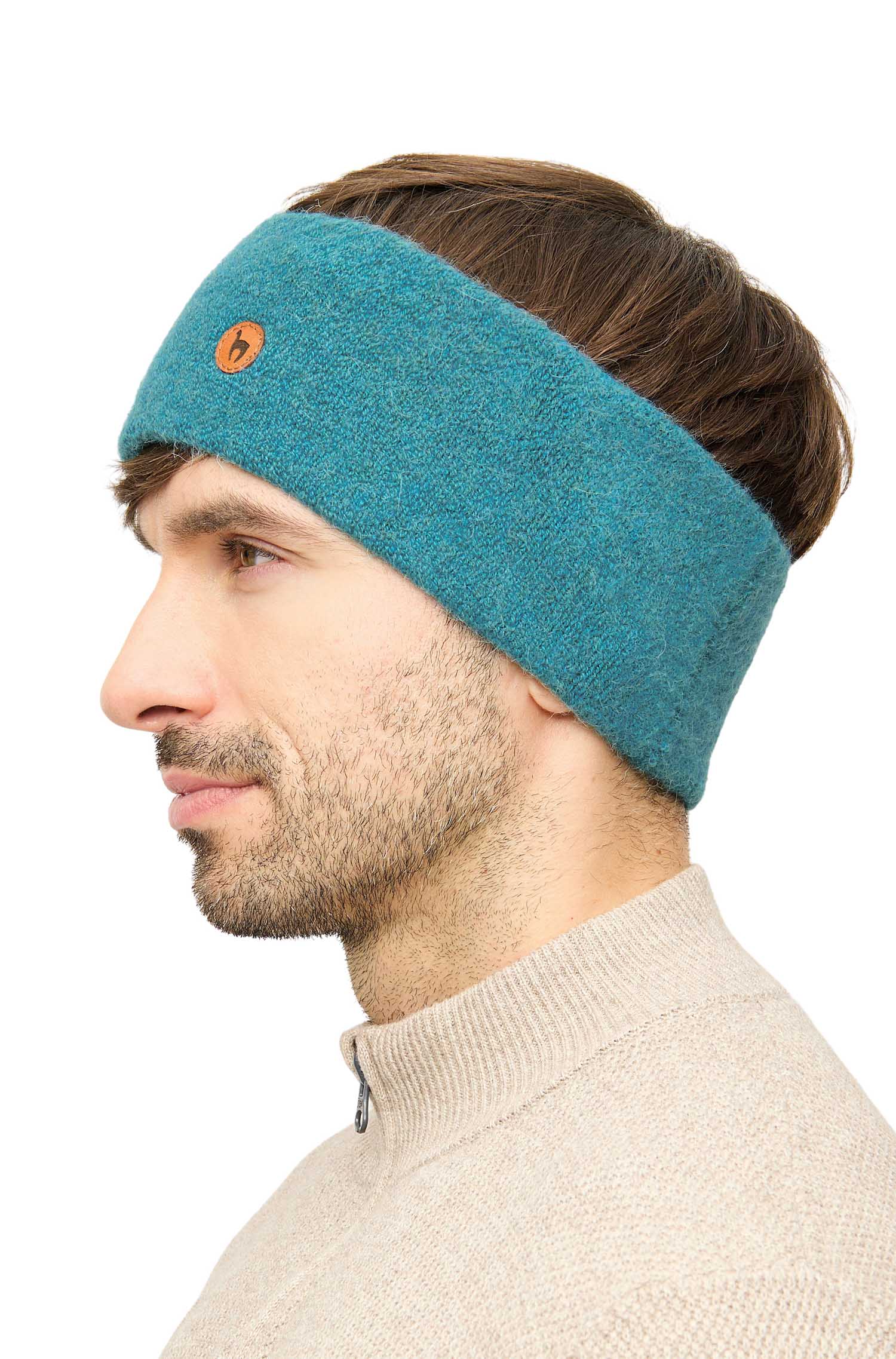 Alpaka Stirnband STRETCH Original-türkis