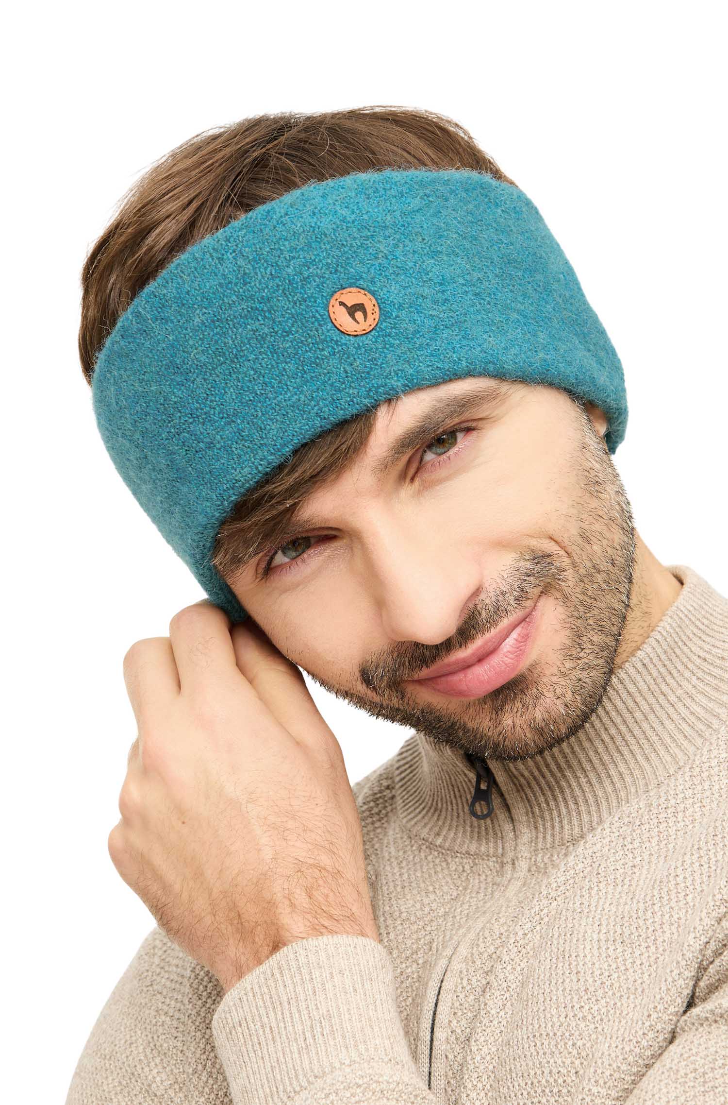 Alpaka Stirnband STRETCH Original-türkis