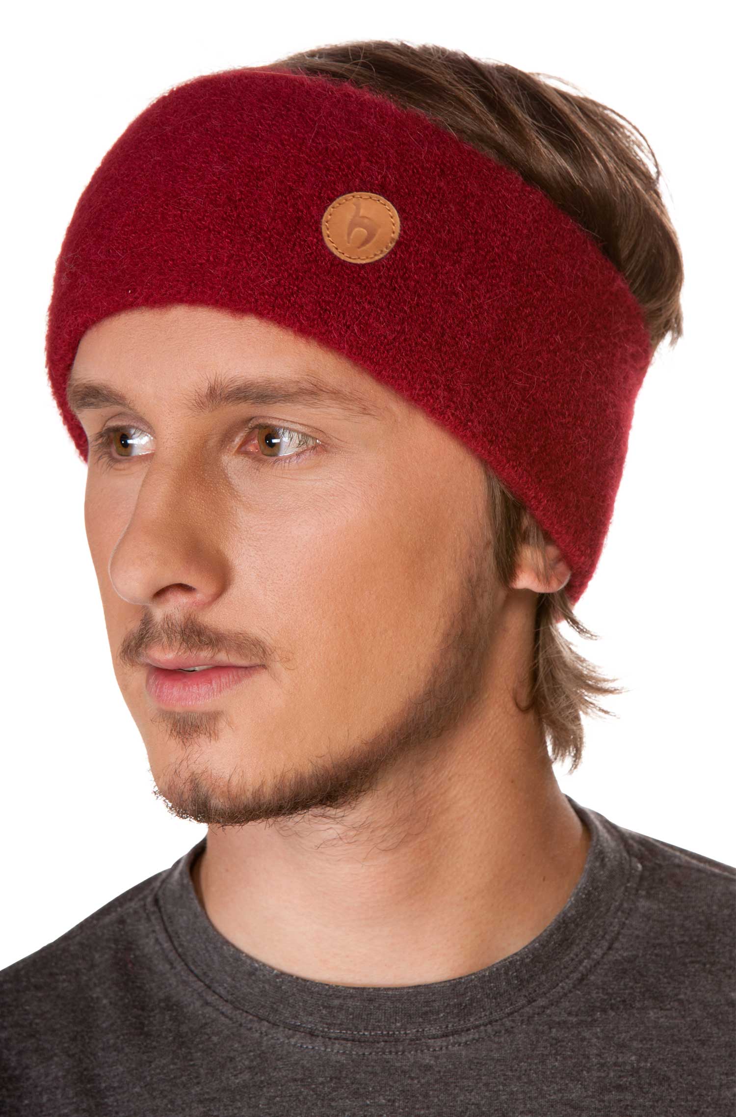 Alpaka Stirnband STRETCH Original-weinrot