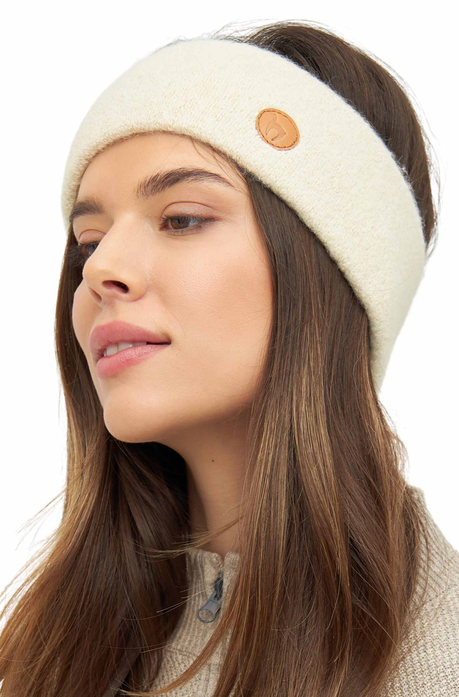 Alpaka Stirnband STRETCH Original-wollweiss