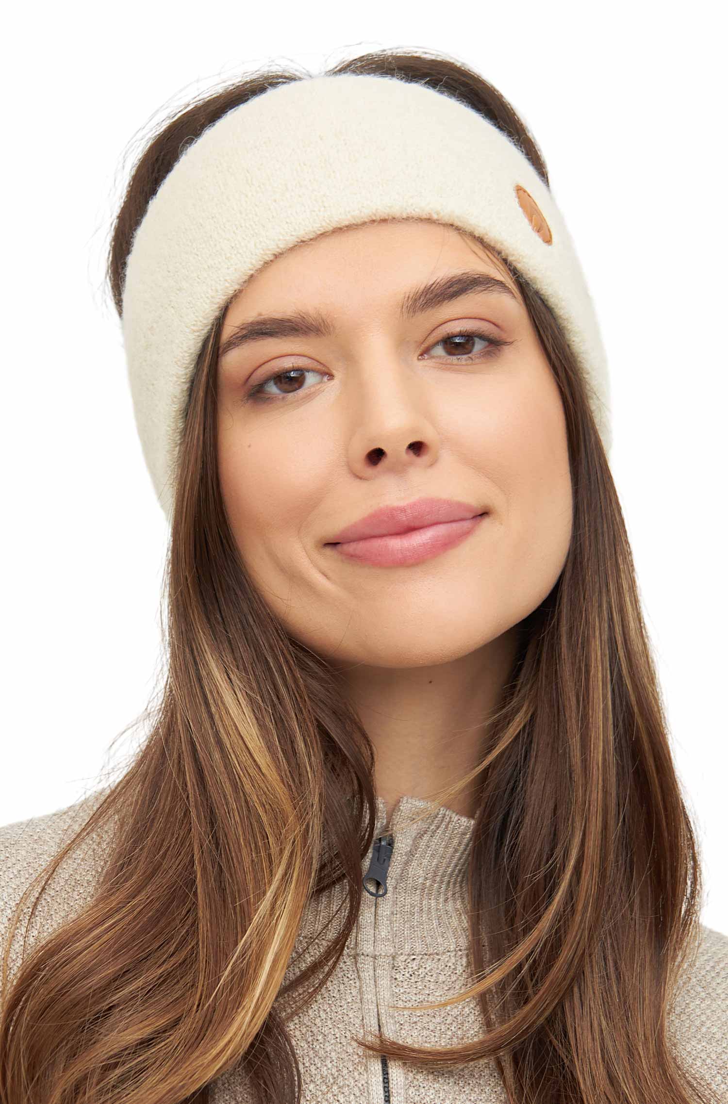 Alpaka Stirnband STRETCH Original-wollweiss