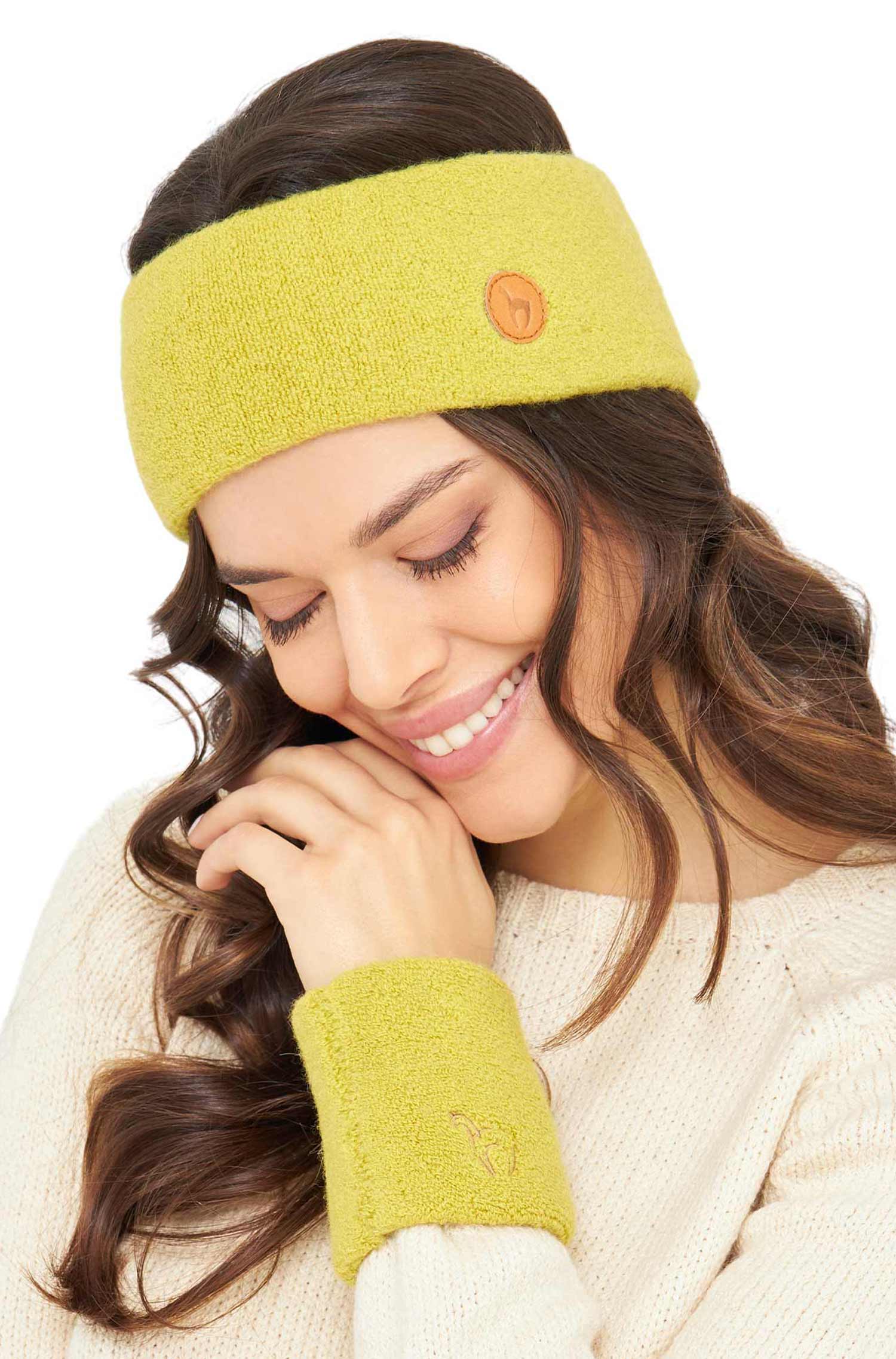 Alpaka Stirnband STRETCH Original-zitrone