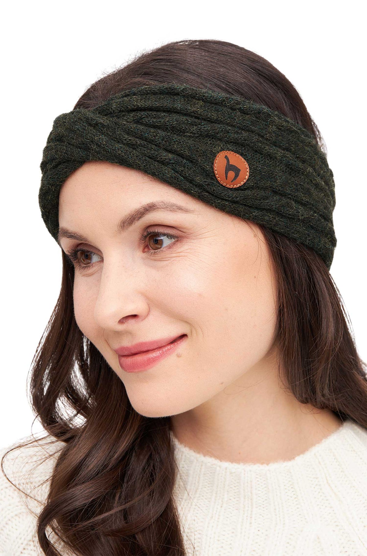 Alpaka Stirnband SUAVE Twist-tannengrün