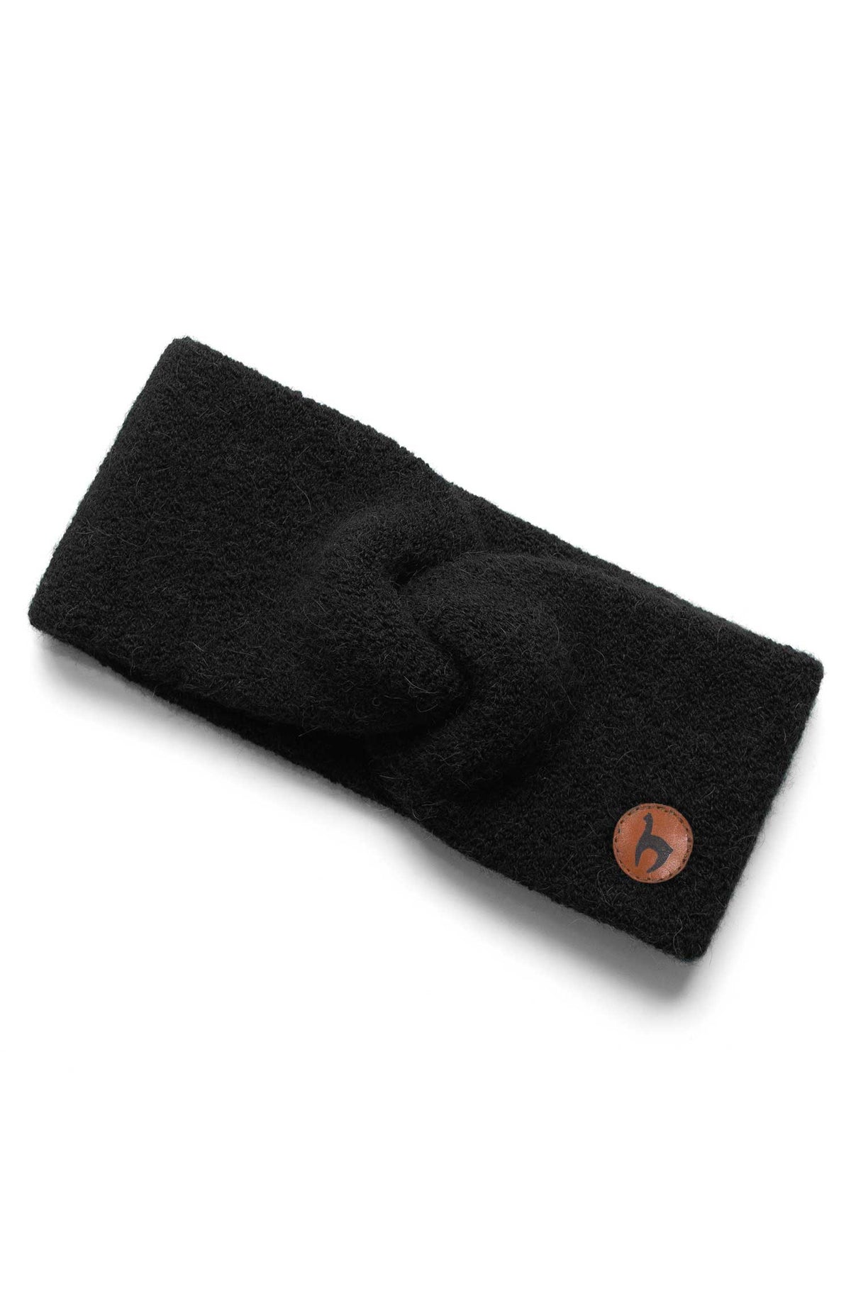 Alpaka Stirnband LOLA mit Twist-schwarz