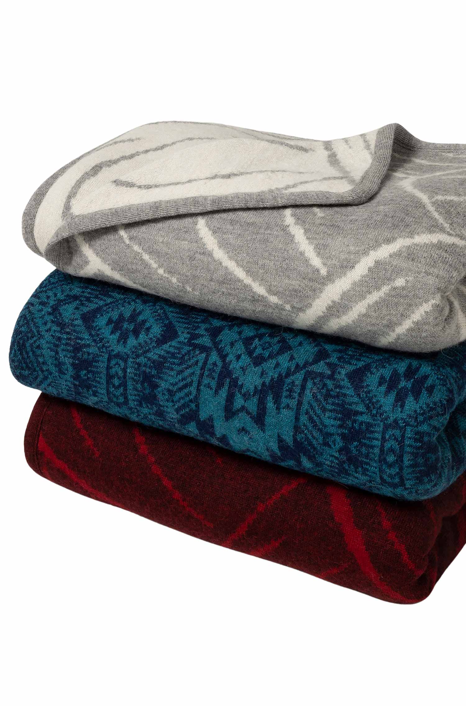 Alpaka Decke JACQUARD-grau/ecru
