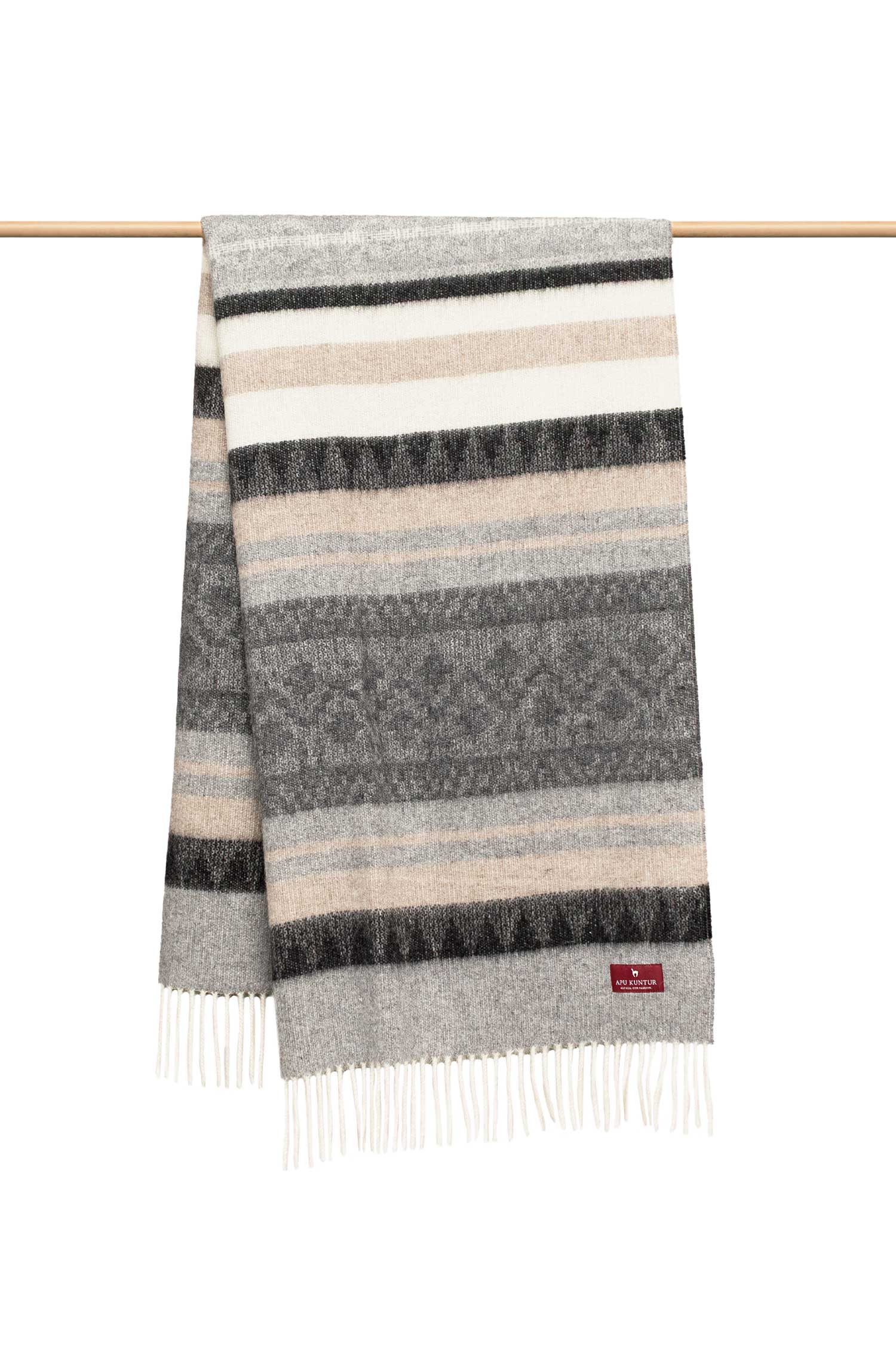 Alpaka Decke MUNDO-beige/grau