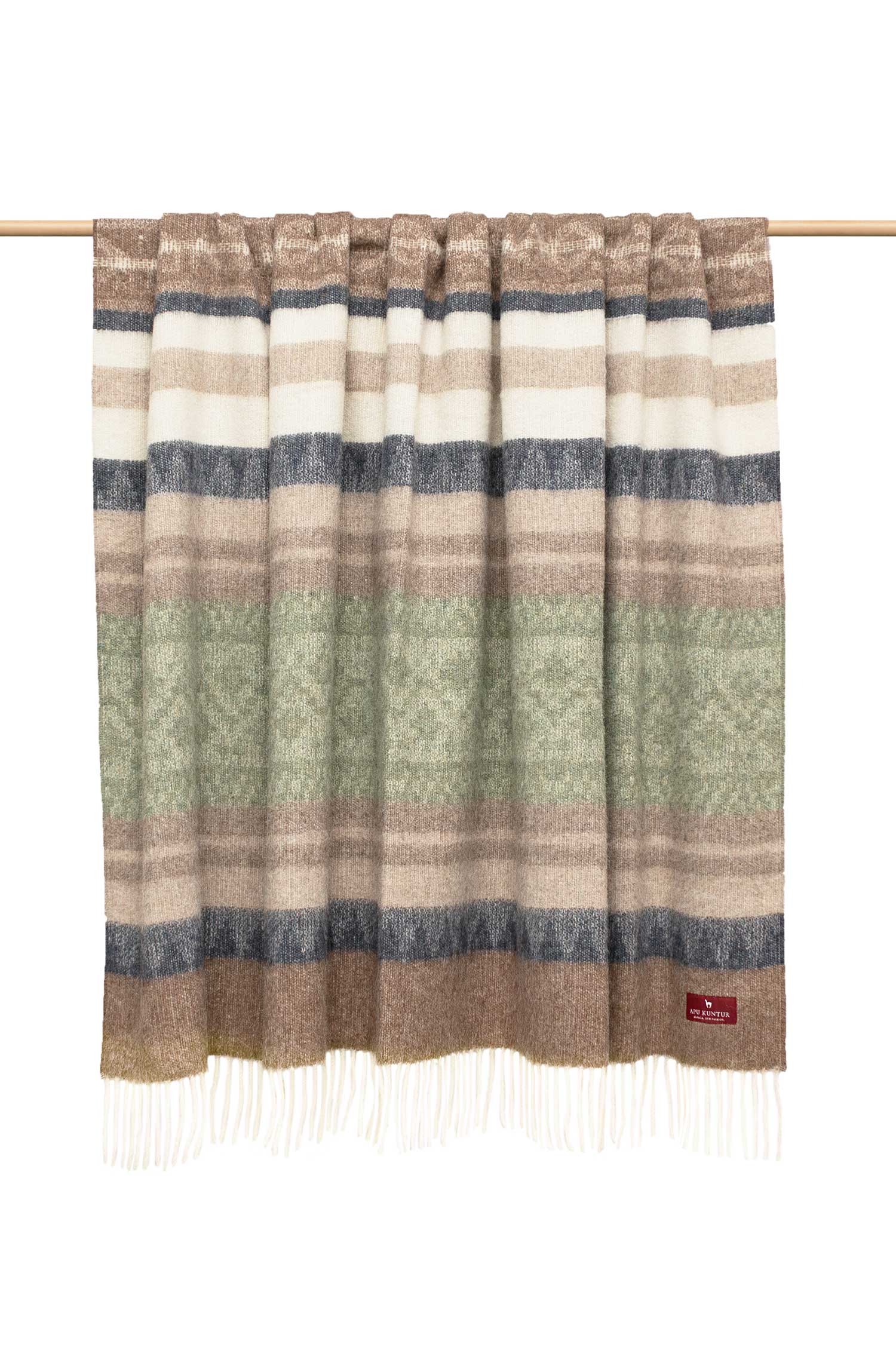 Alpaka Decke MUNDO-grün/beige