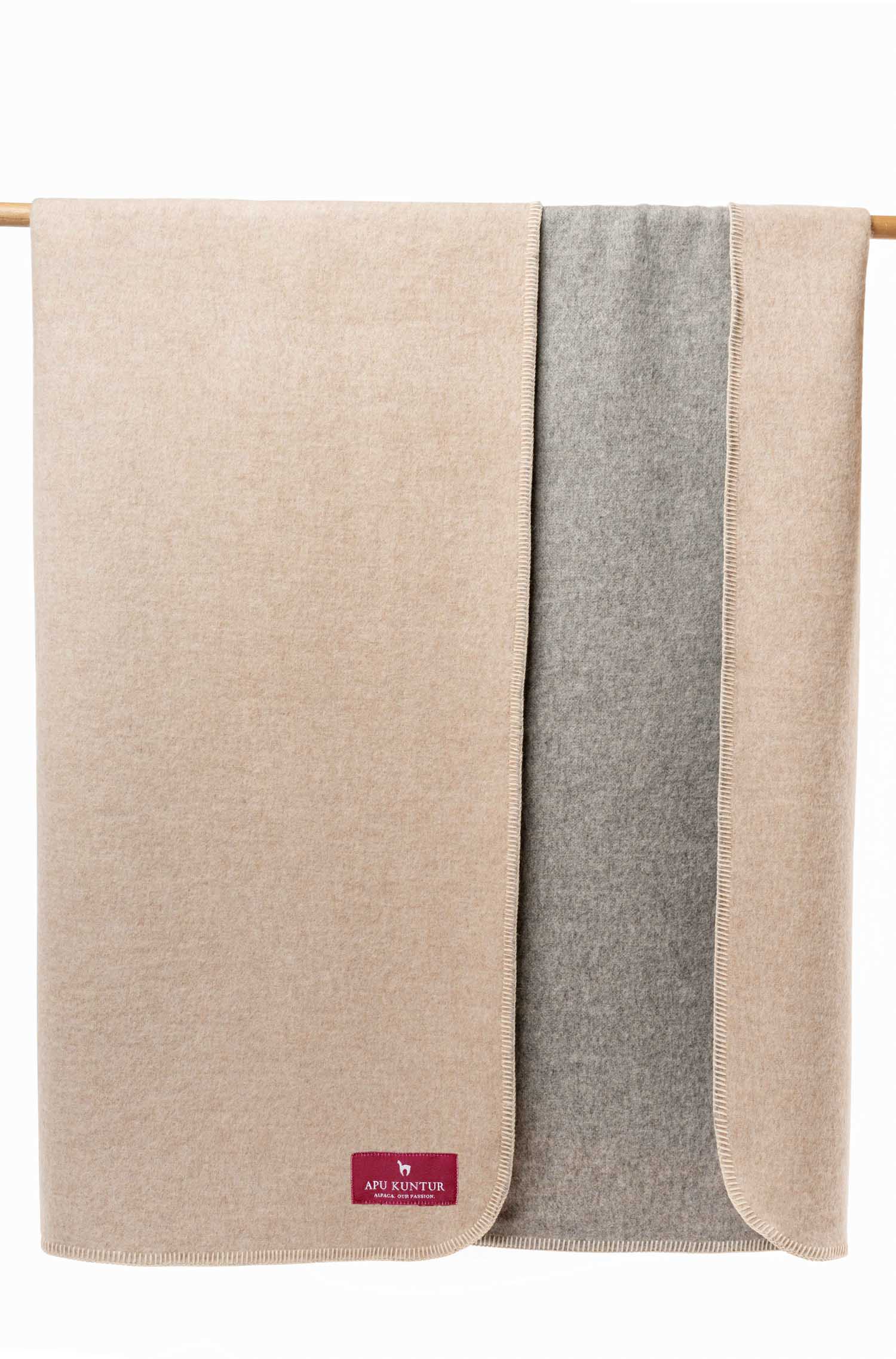 Alpaka Decke CALMA-beige/grau