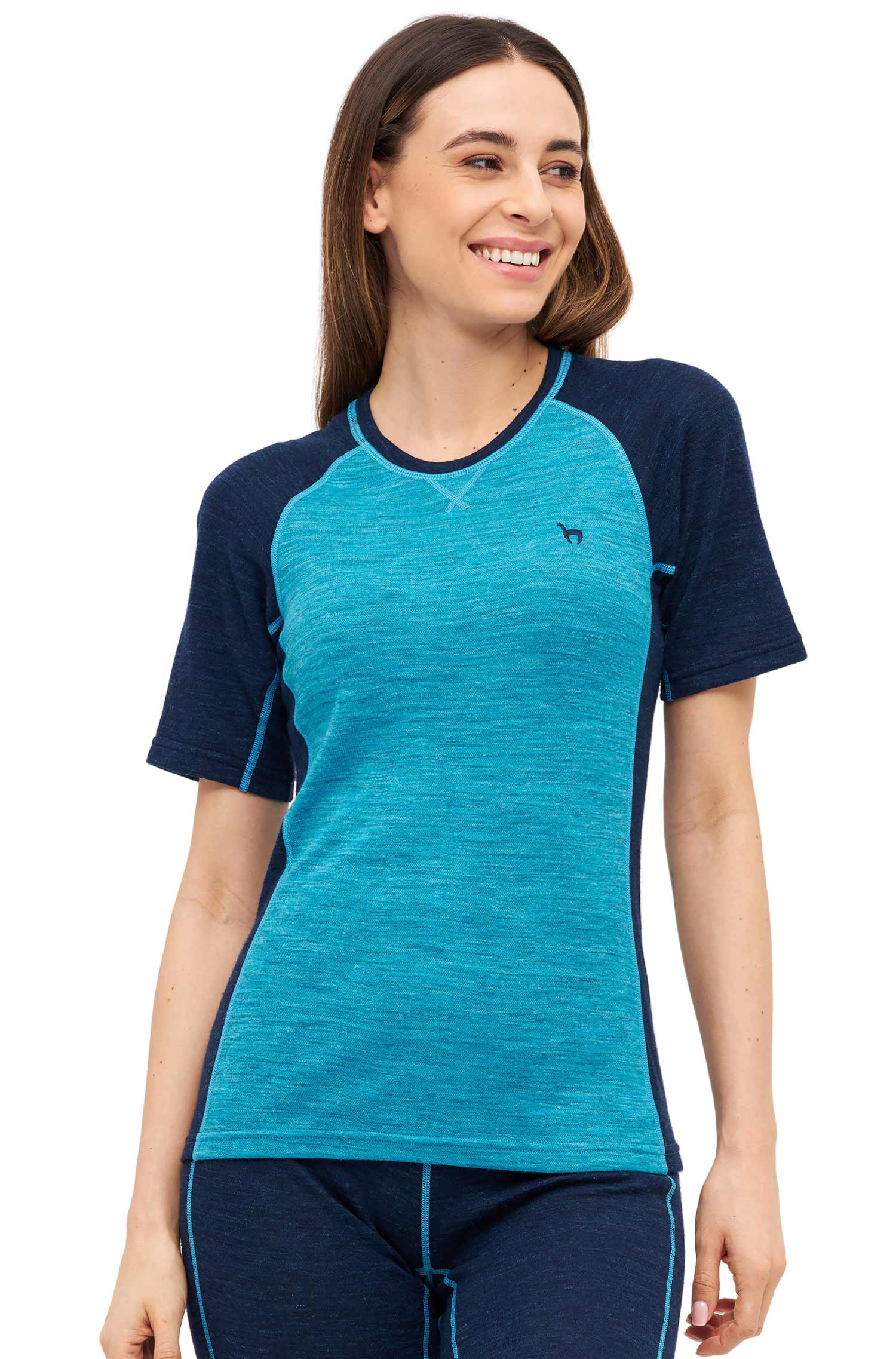 Alpaka Shirt THERMO-navy/türkis