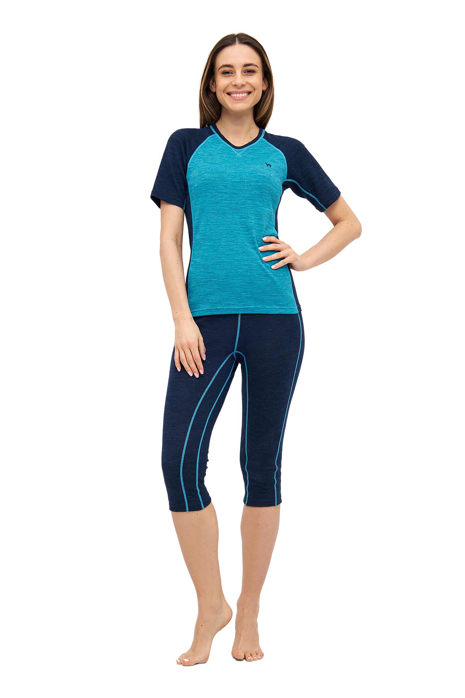 Alpaka 3/4-Leggings THERMO-navy/türkis
