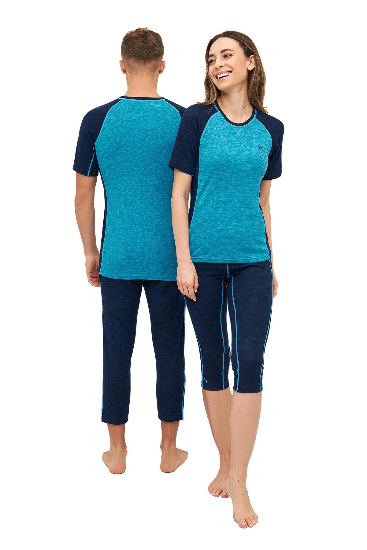 Alpaka 3/4-Leggings THERMO-navy/türkis