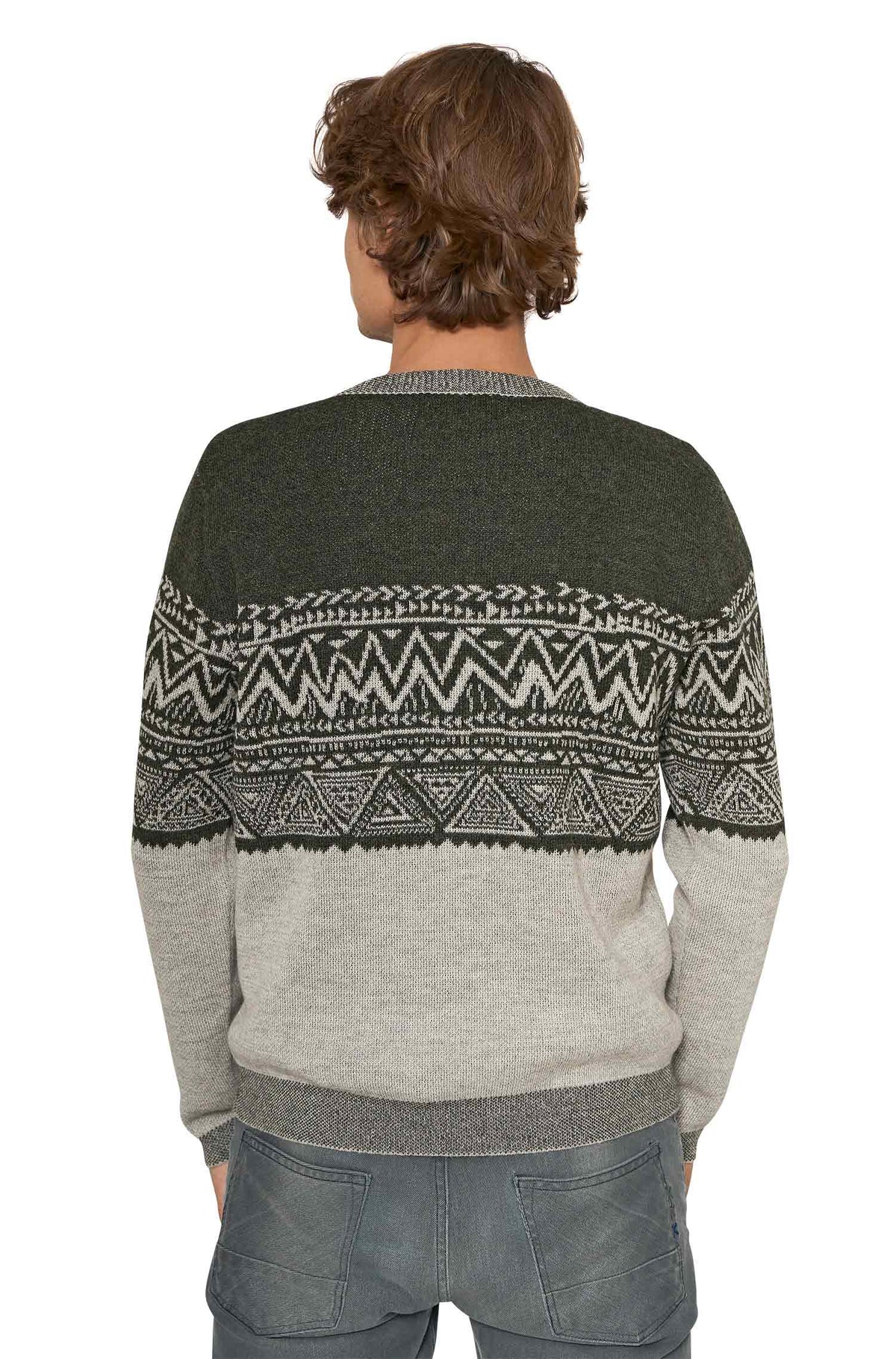 Rundhals Pullover GIORGIO Herren Baby Alpaka Rundhals-tannengrün/silber