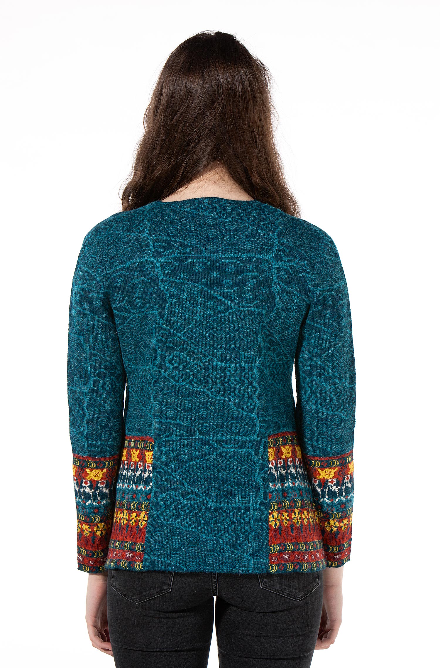 Alpaka Cardigan CAMPESINA aus 100% Baby Alpaka-petrol