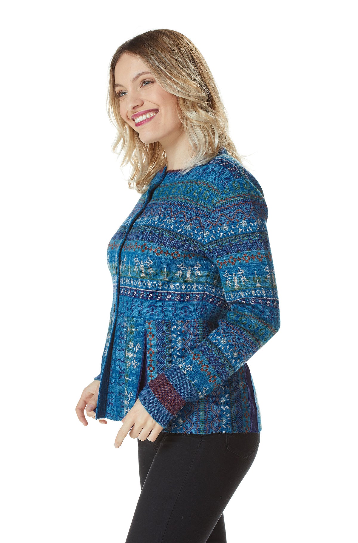 Alpaka Strickjacke GIA aus 100% Baby Alpaka-blau