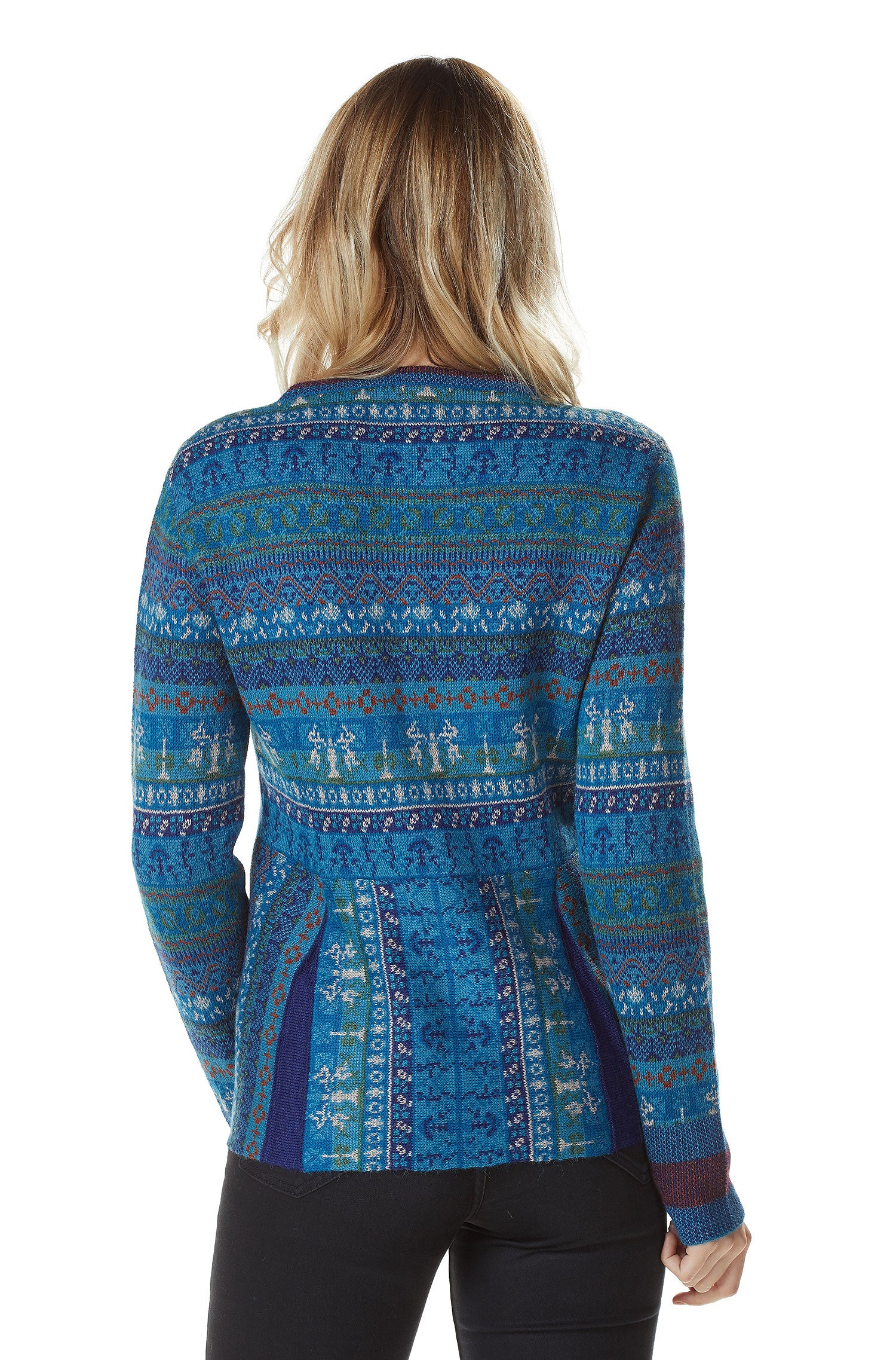 Alpaka Strickjacke GIA aus 100% Baby Alpaka-blau