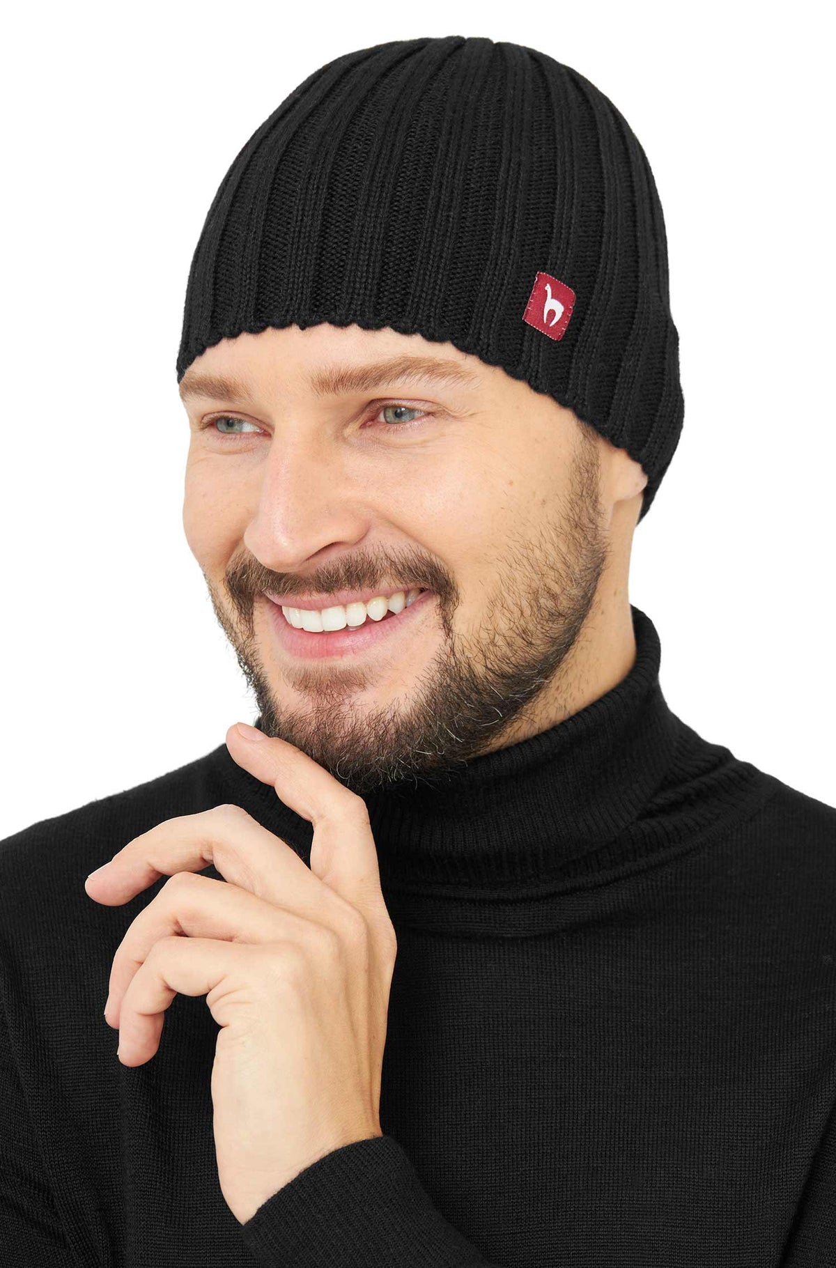 Alpaka Mütze SKYCAP aus 100% Baby Alpaka-schwarz