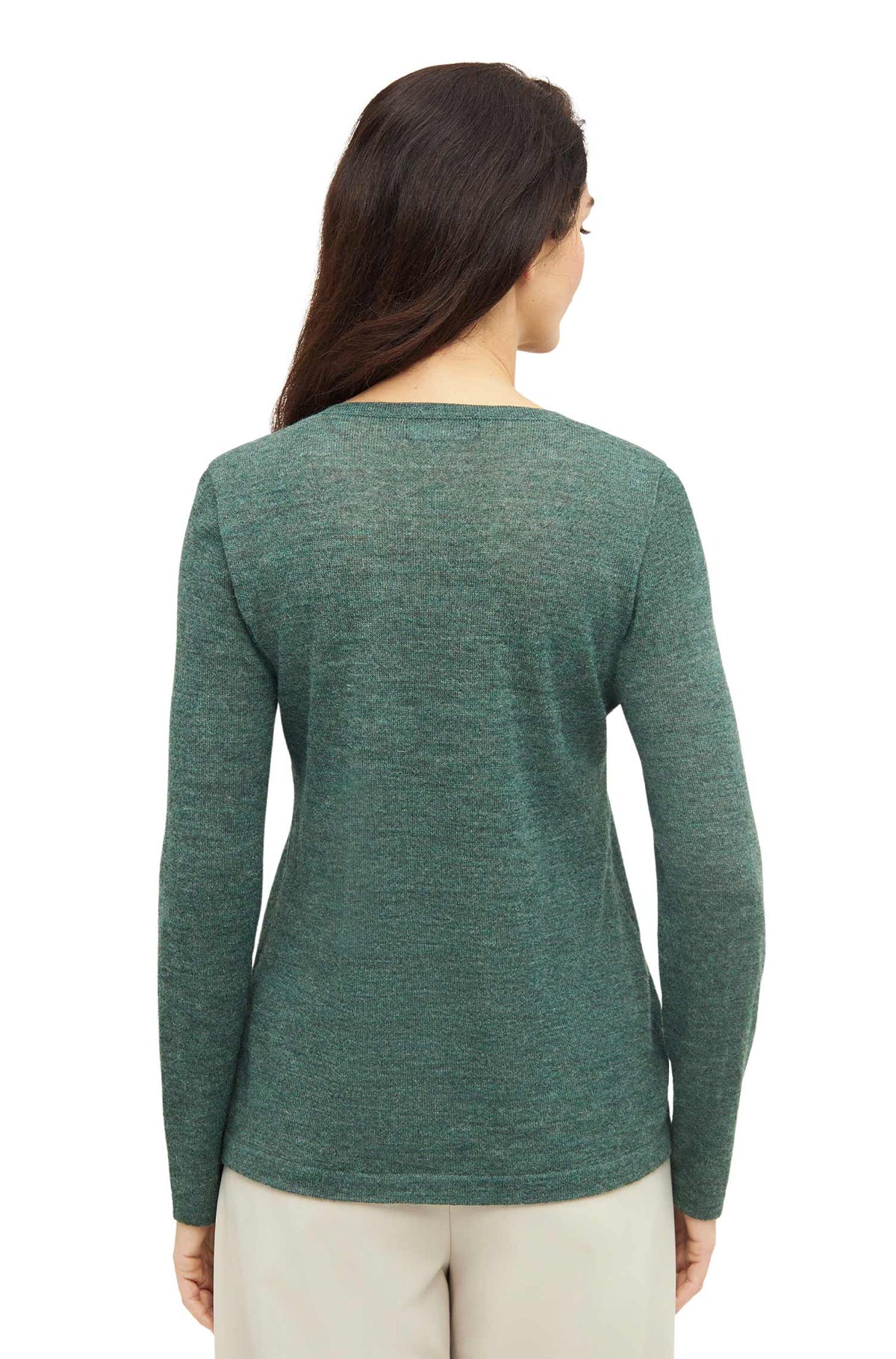 Alpaka Damen Pullover AMALIA-grüngrau melange