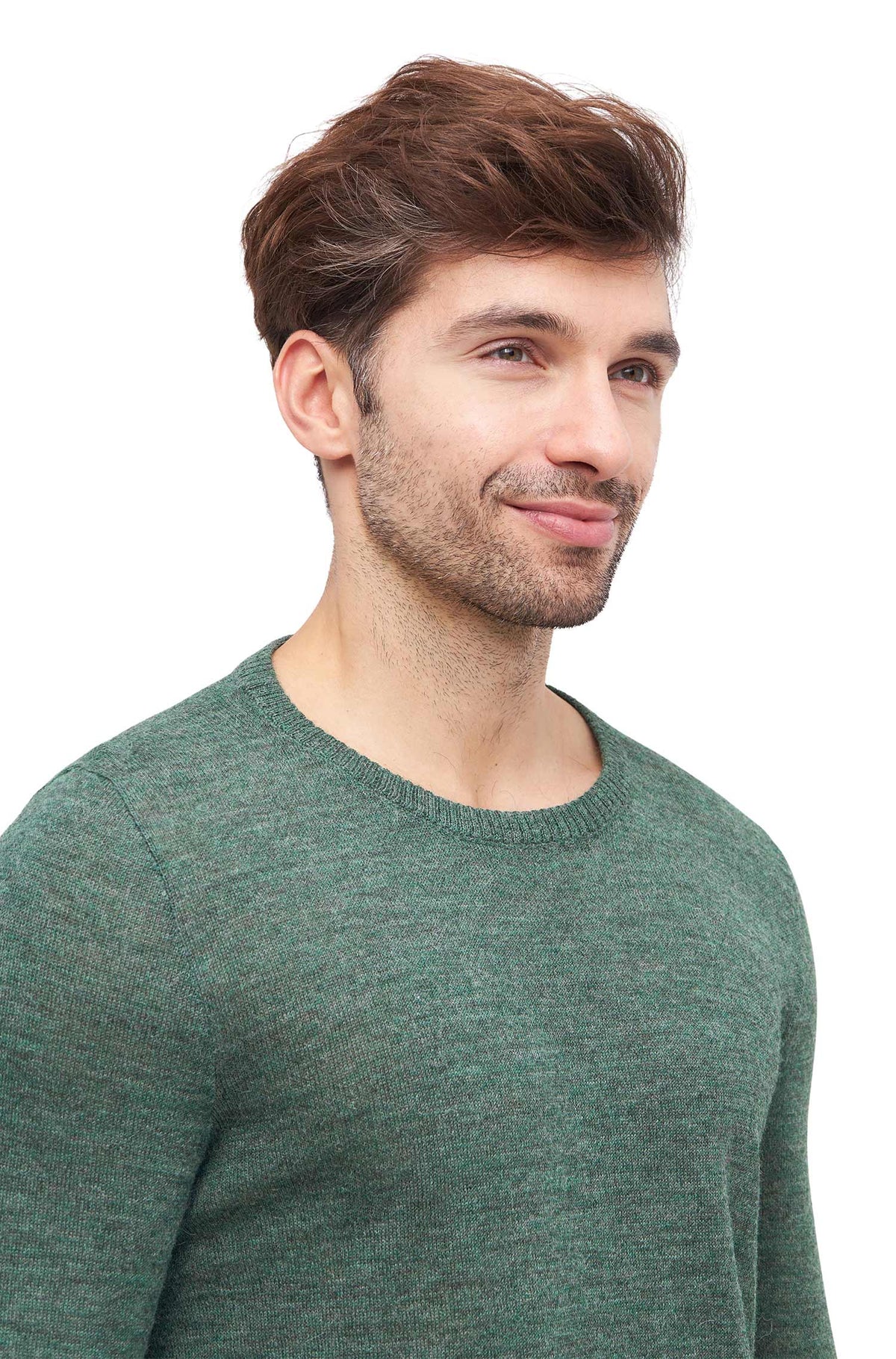 Alpaka Herren Pullover ARTURO-grüngrau melange