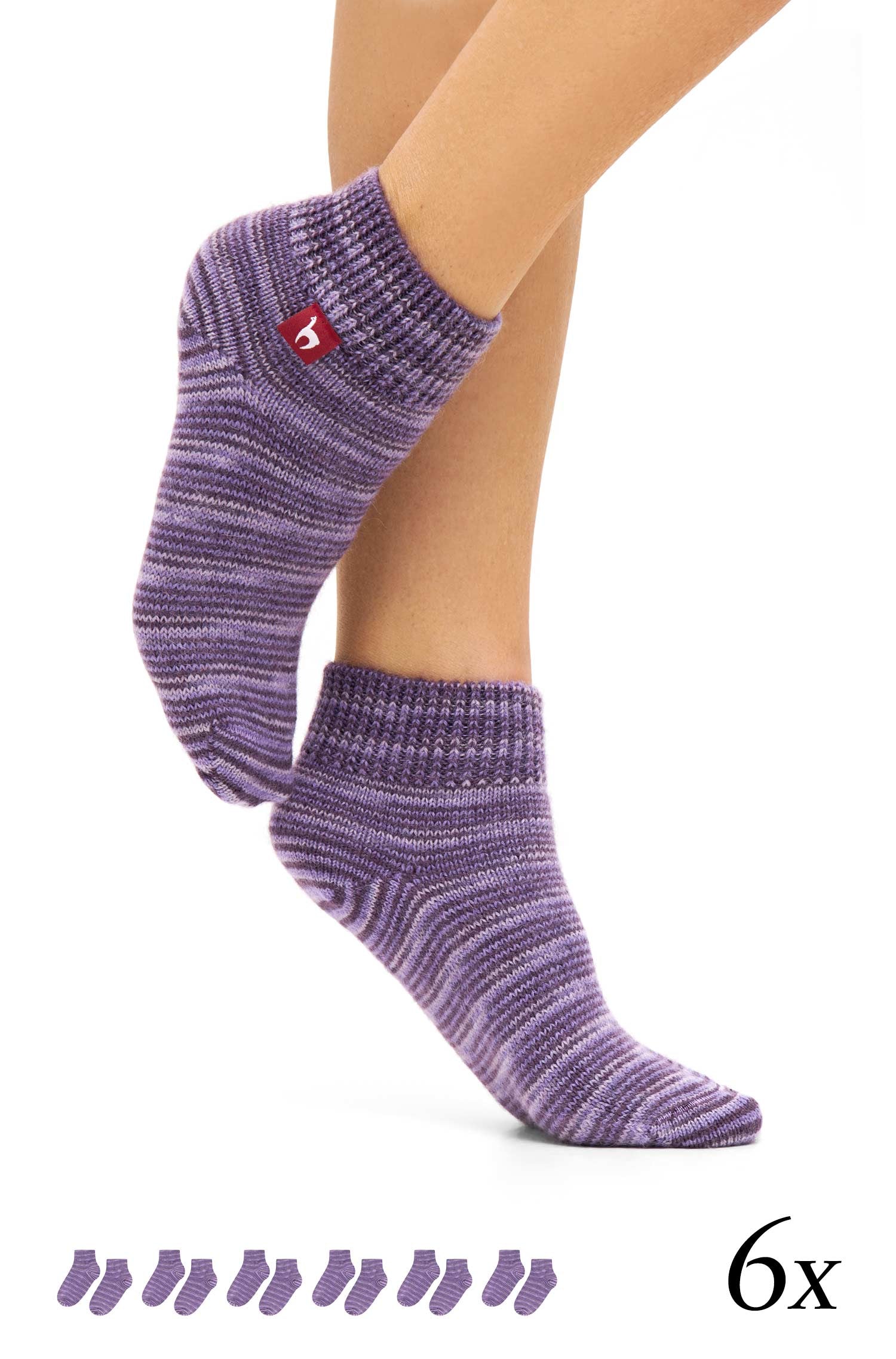 Alpaka Socken FREIZEIT | 6er Pack-violett meliert