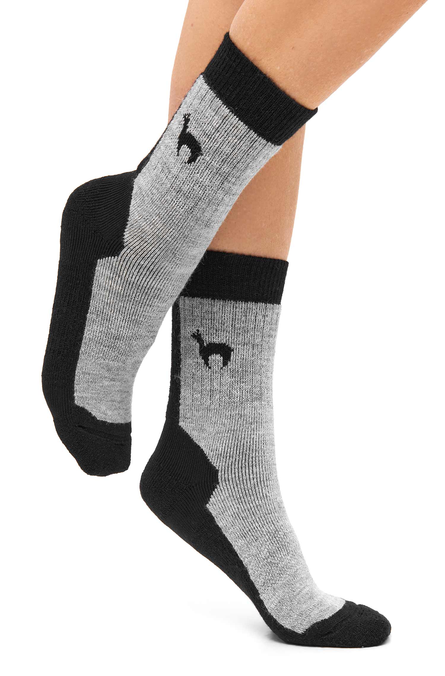Alpaka Socken TREKKING-schwarz/grau